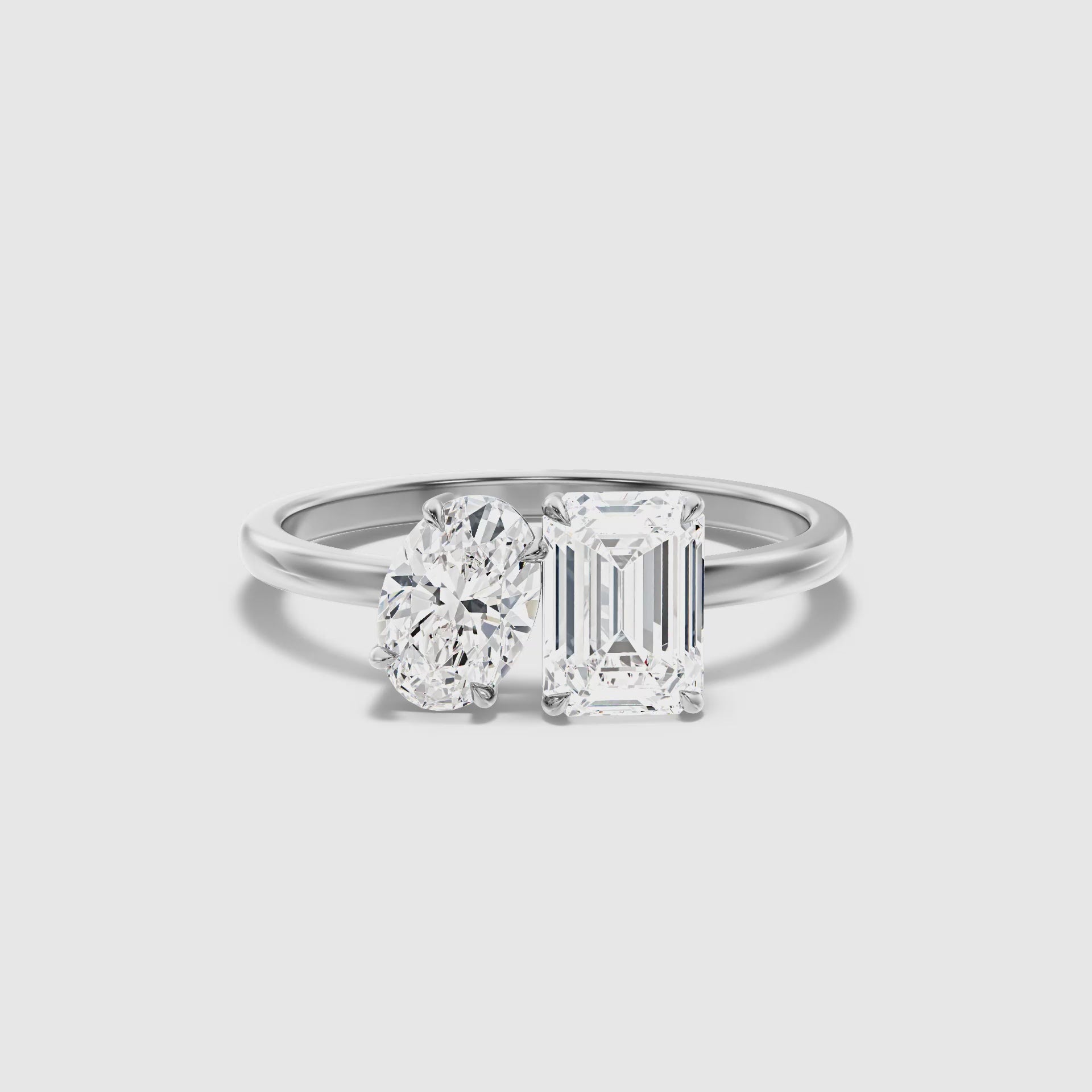 Liana oi Et Moi Engagement Ring Oval and Emerald Two Stone Lab Grown Diamond