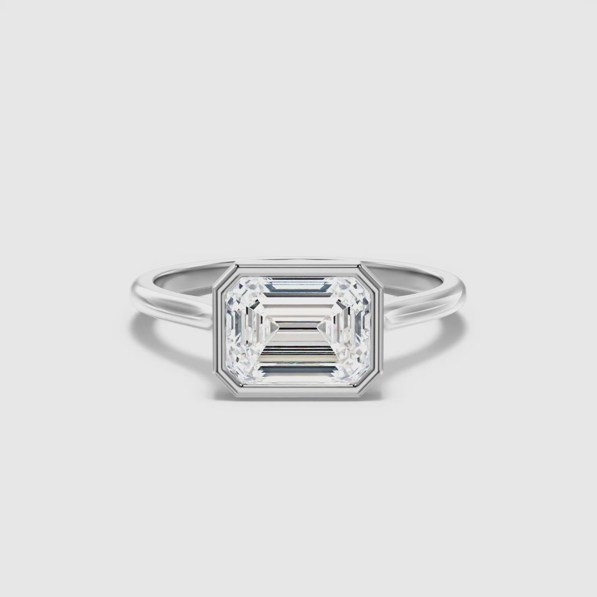 Sara Emerald East West Bezel Lab Grown Diamond Ring