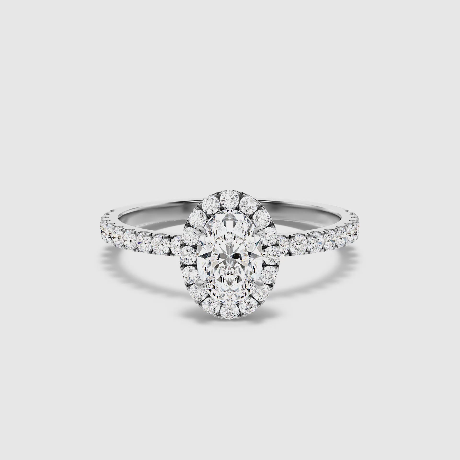 Elswin Oval Halo Pave Lab Grown Diamond Ring