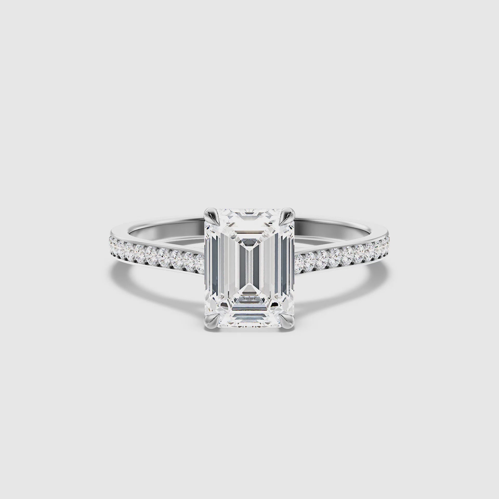 Milos Emerald Cut Side Stone Pave Lab Grown Engagement Ring