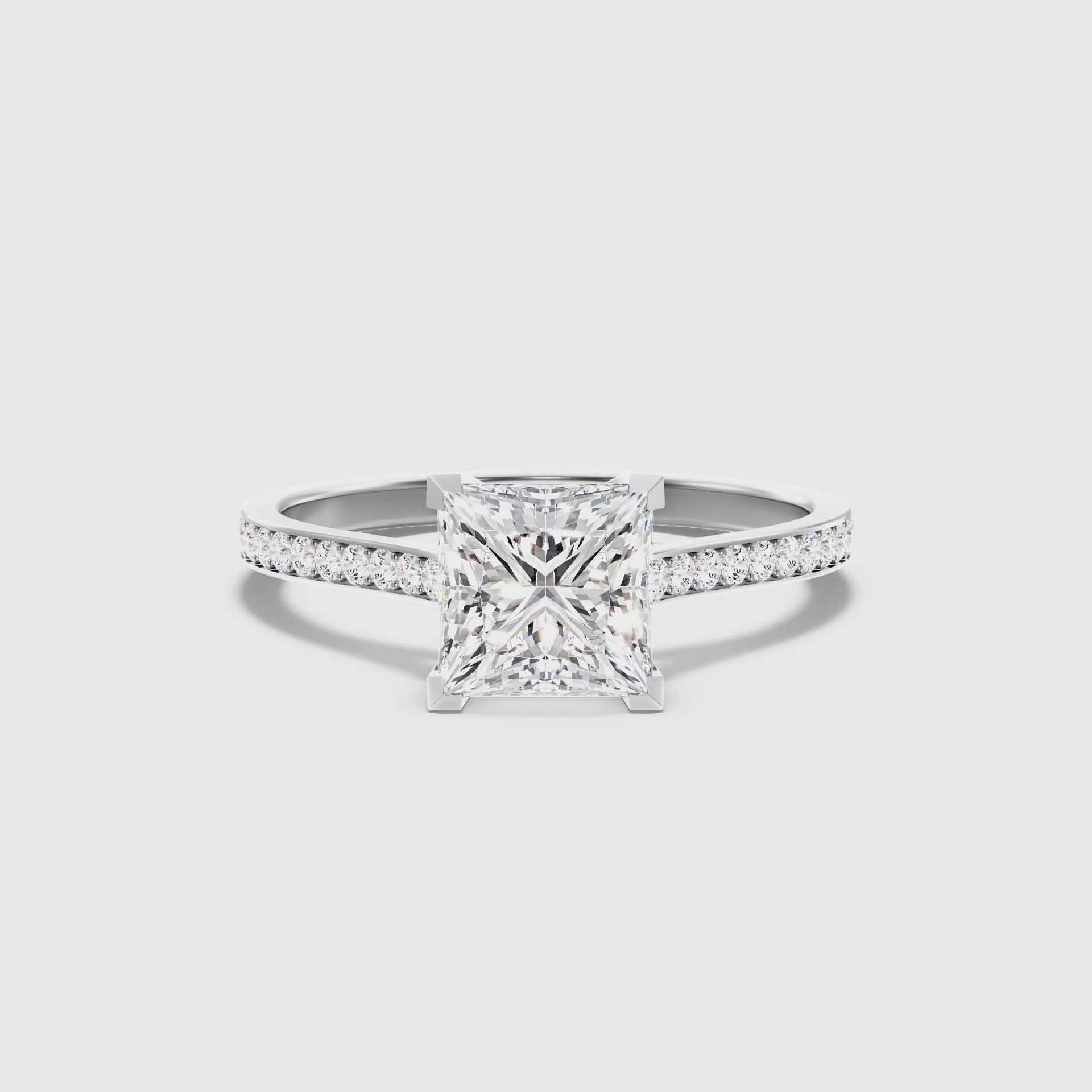 Maya Princess Cut Side Stone Pave Lab Grown Diamond Ring