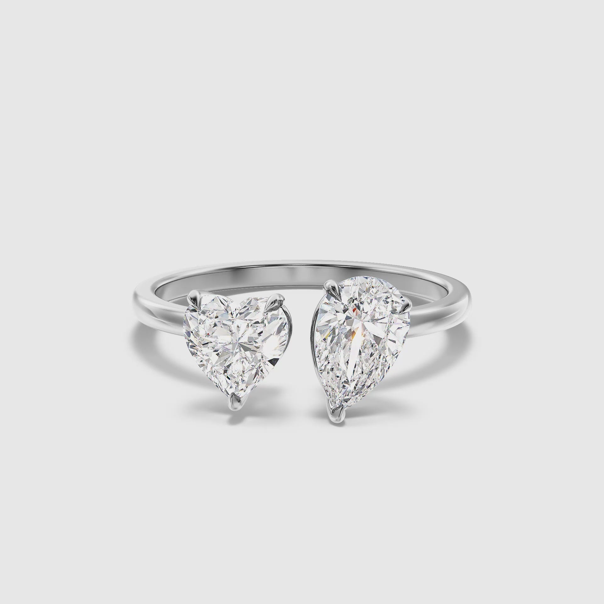 Jarred  Toi Et Moi Engagement Ring With Heart and Pear Two Stone Lab Grown Diamond
