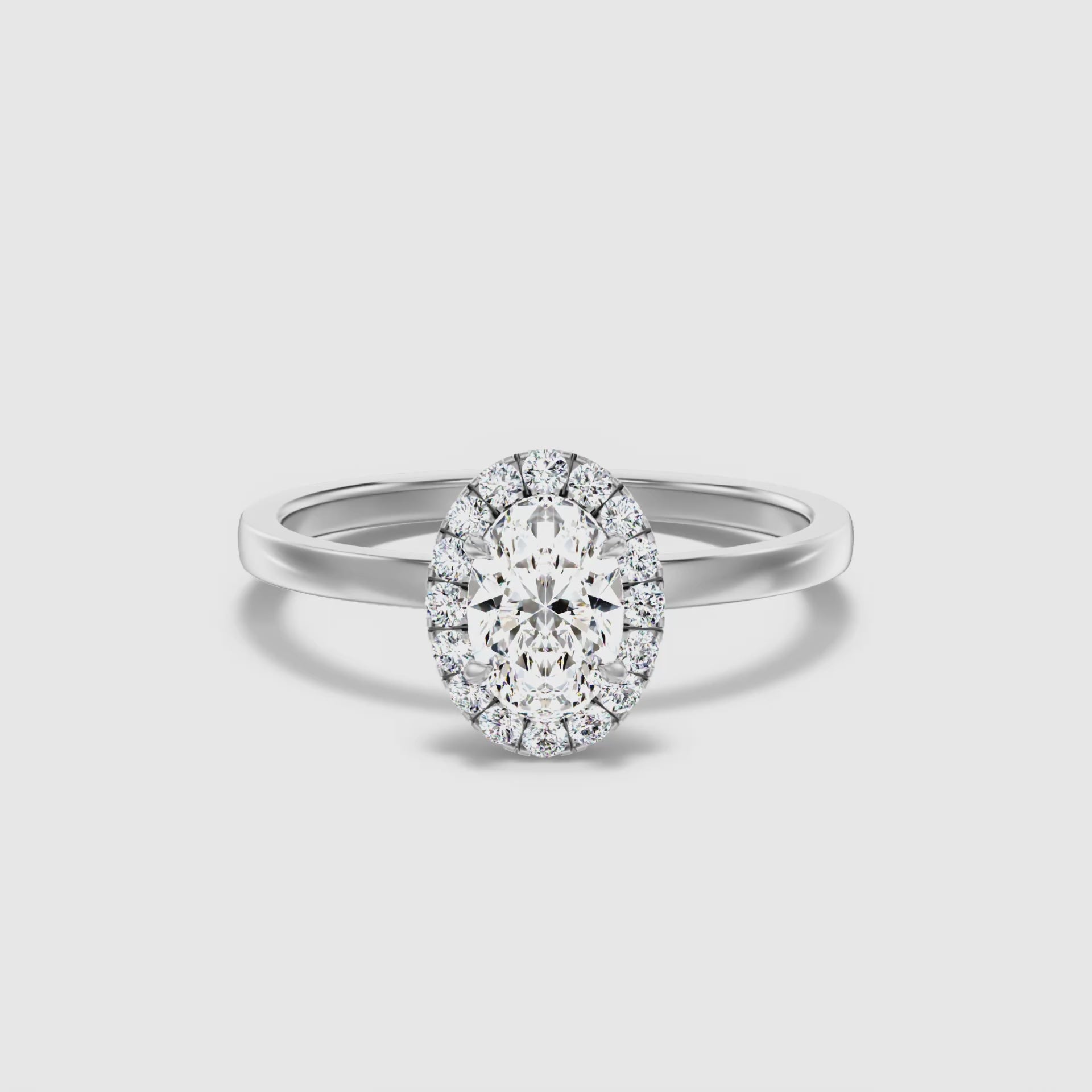 Lotus Oval Halo Lab Grown Diamond Ring