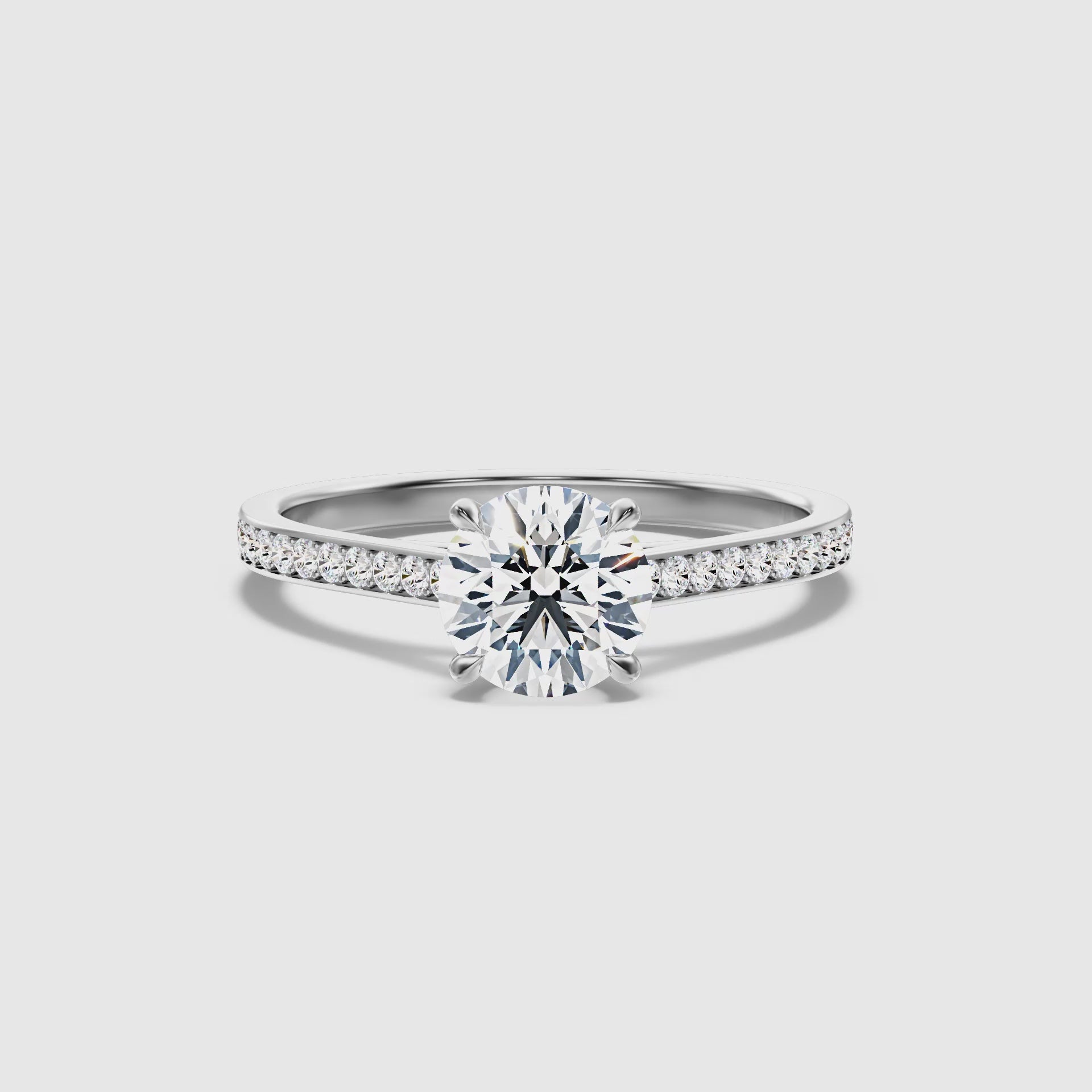 Dahlia Round Cut Side Stone Pave Lab Grown Engagement Ring