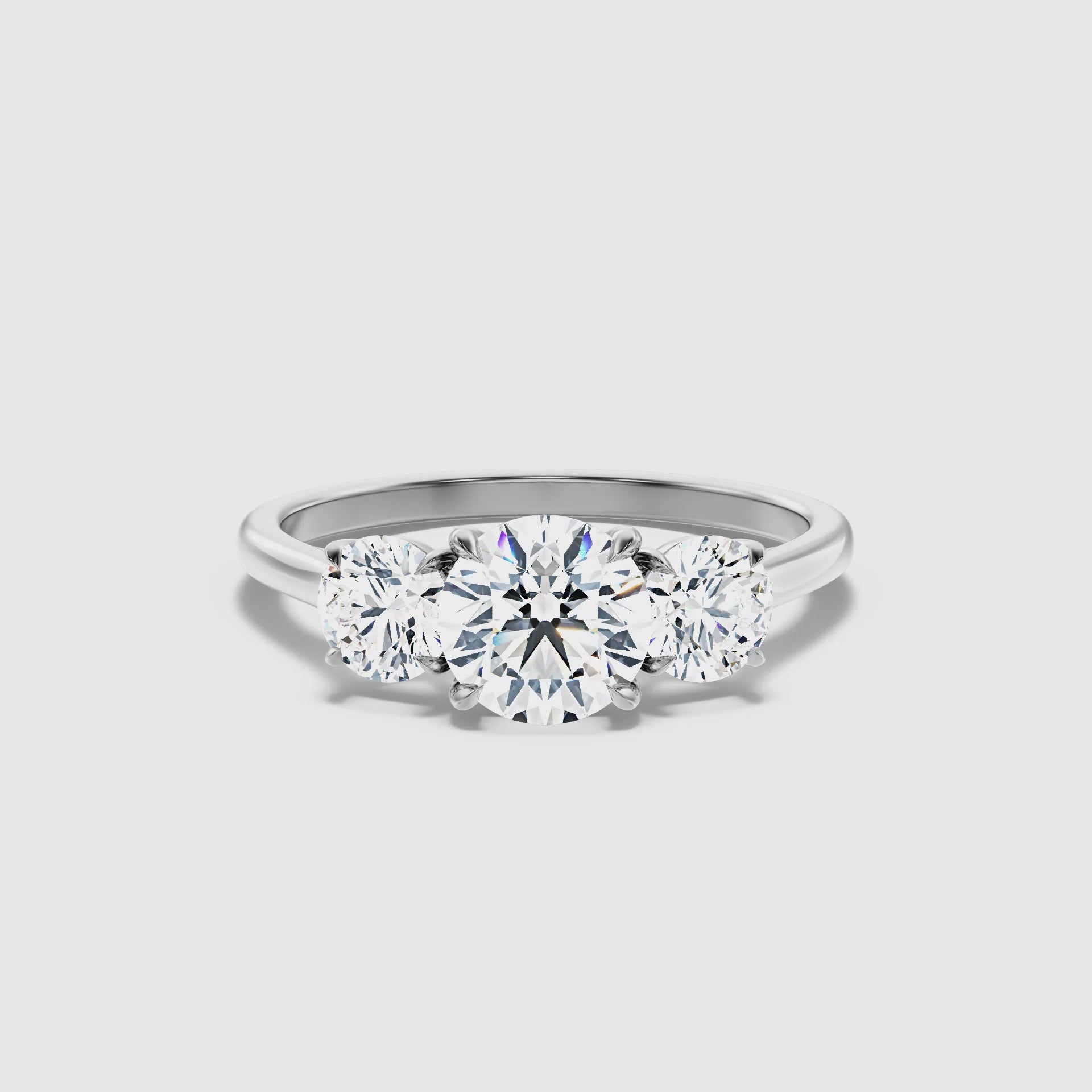 Ayana Round Three Stone Lab Grown Engagement Ring