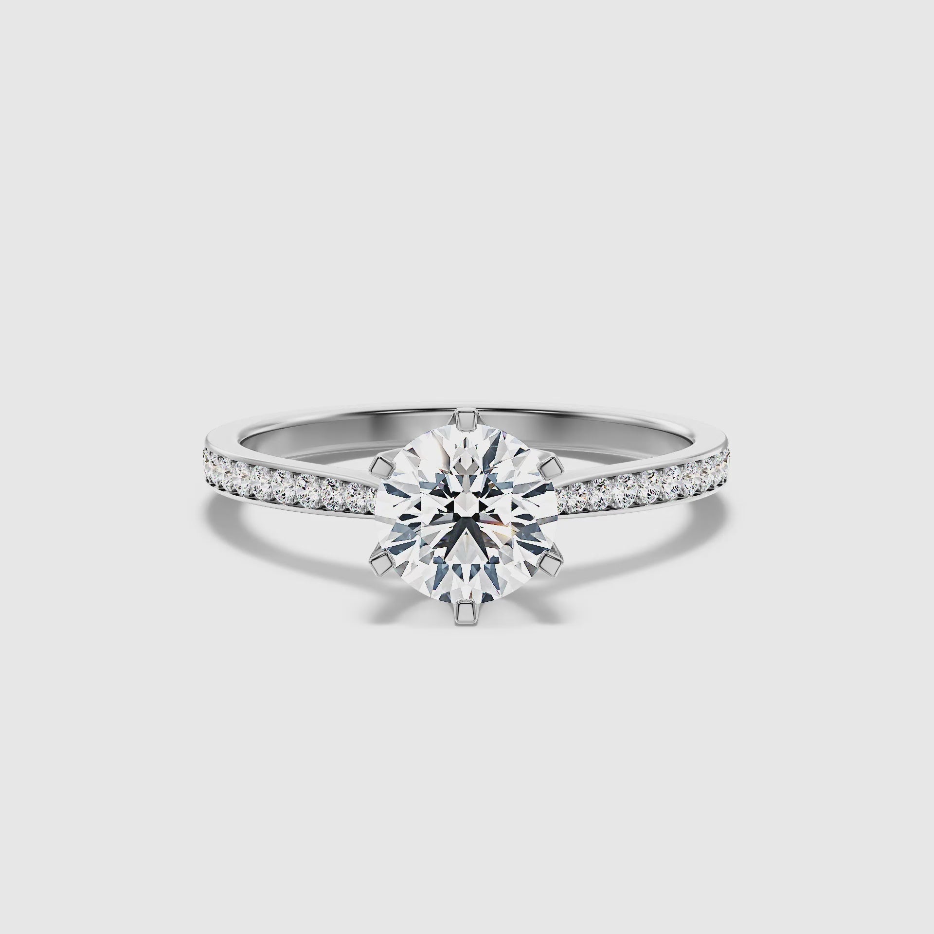 Varani Round Side Stone Pave Lab Grown Engagement Ring