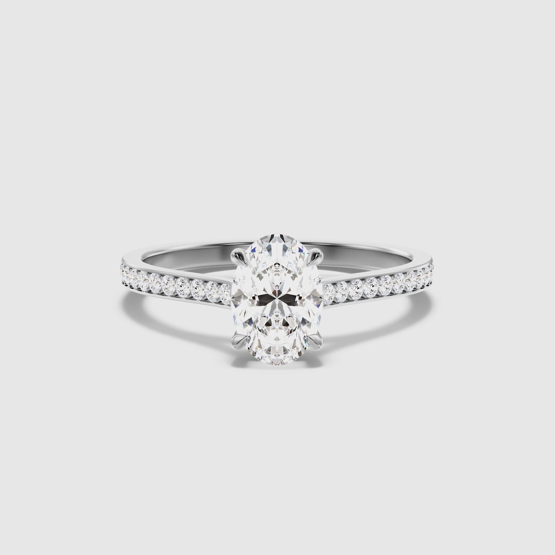 Neto Oval Cut Side Stone Pave Lab Grown Engagement Ring