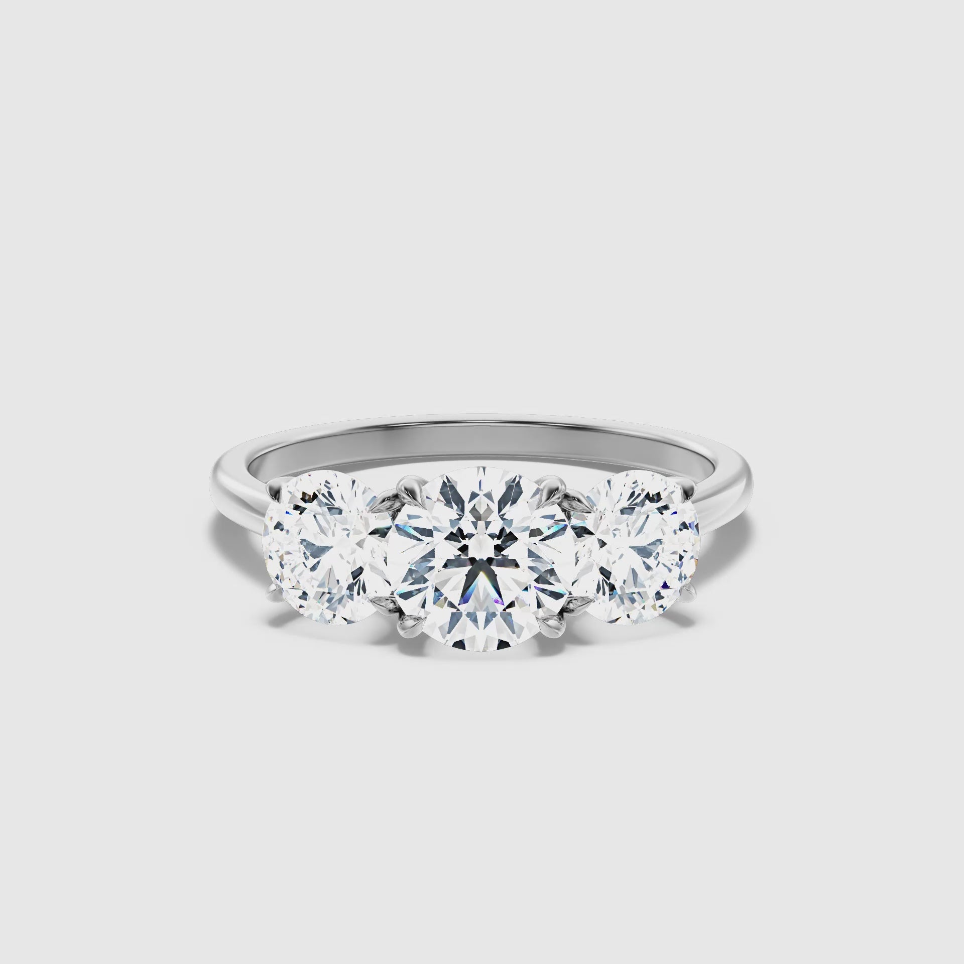 Sura Round Three Stone Lab Grown Engagement Ring