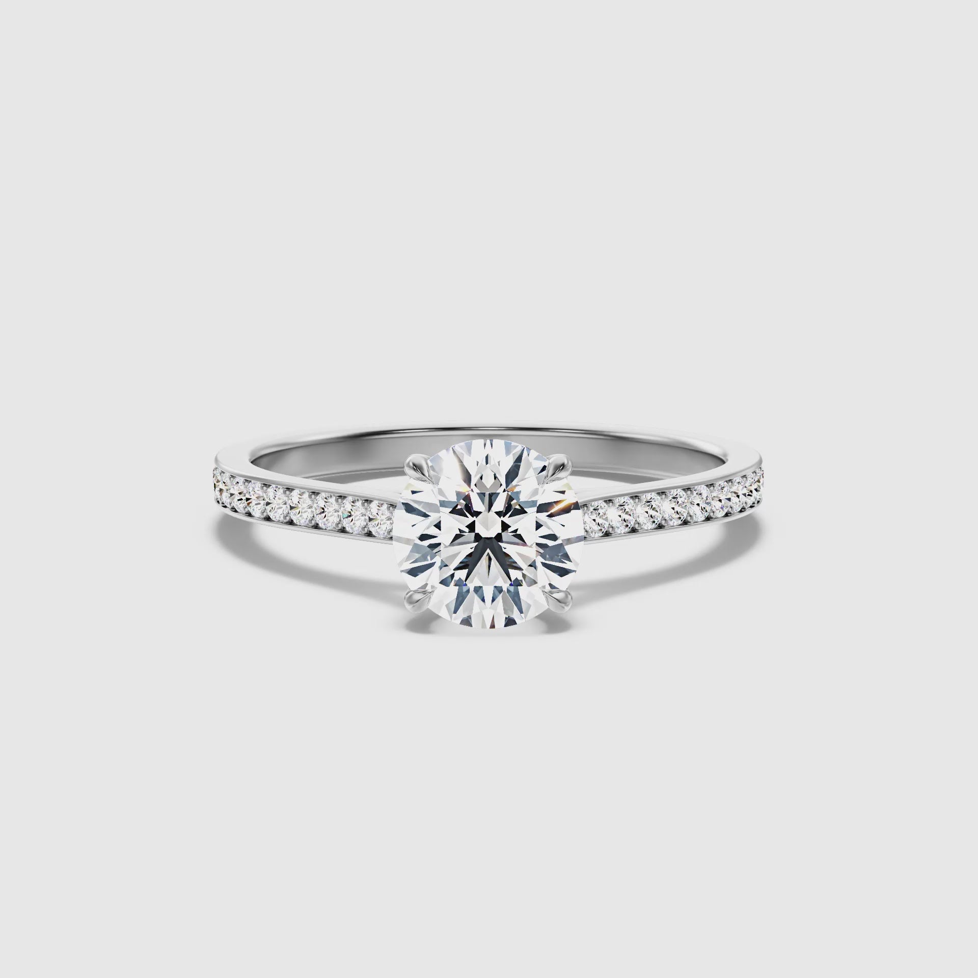 Celtic Round Side Stone Pave Lab Grown Engagement Ring