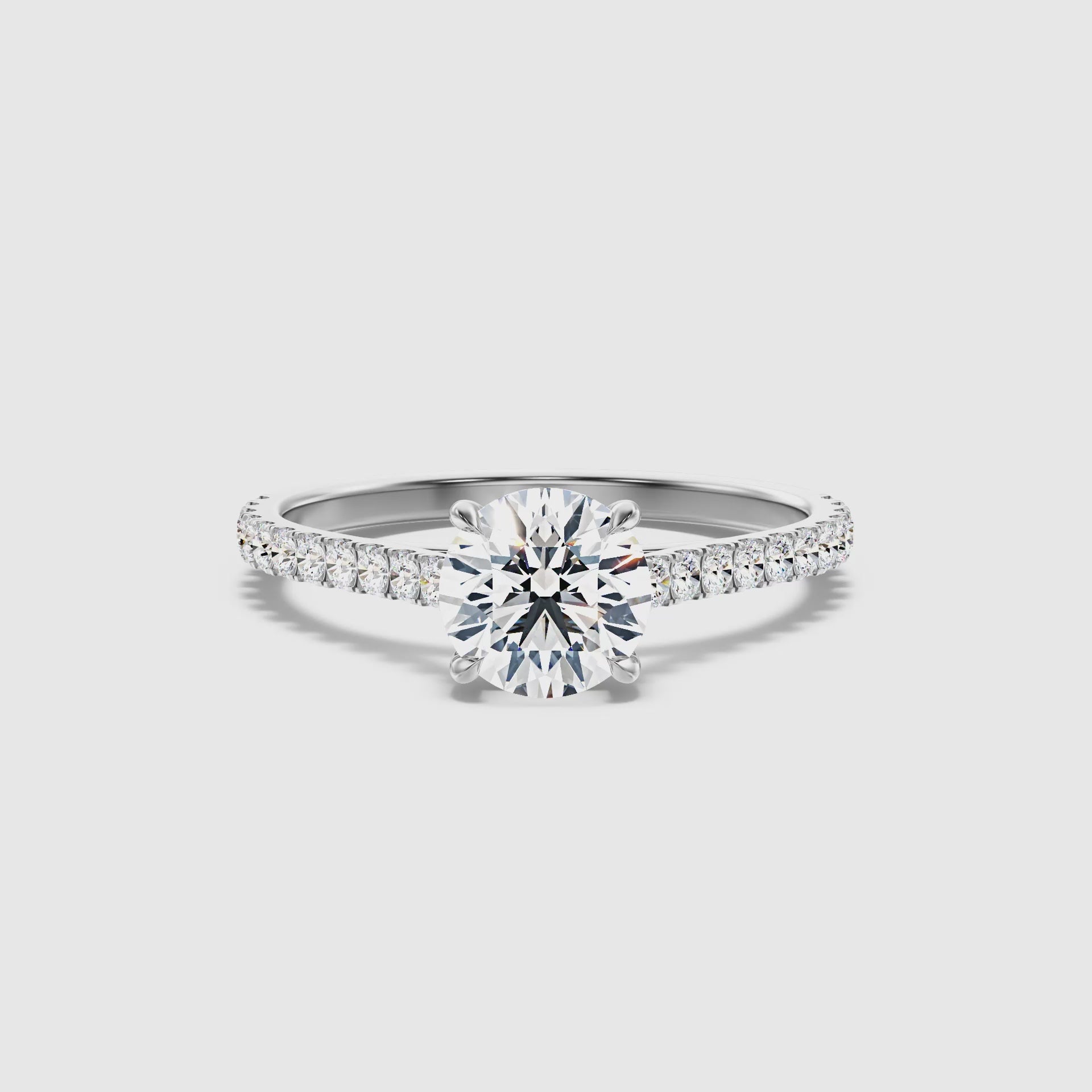 Serene Round Side Stone Pave Lab Grown Engagement Ring
