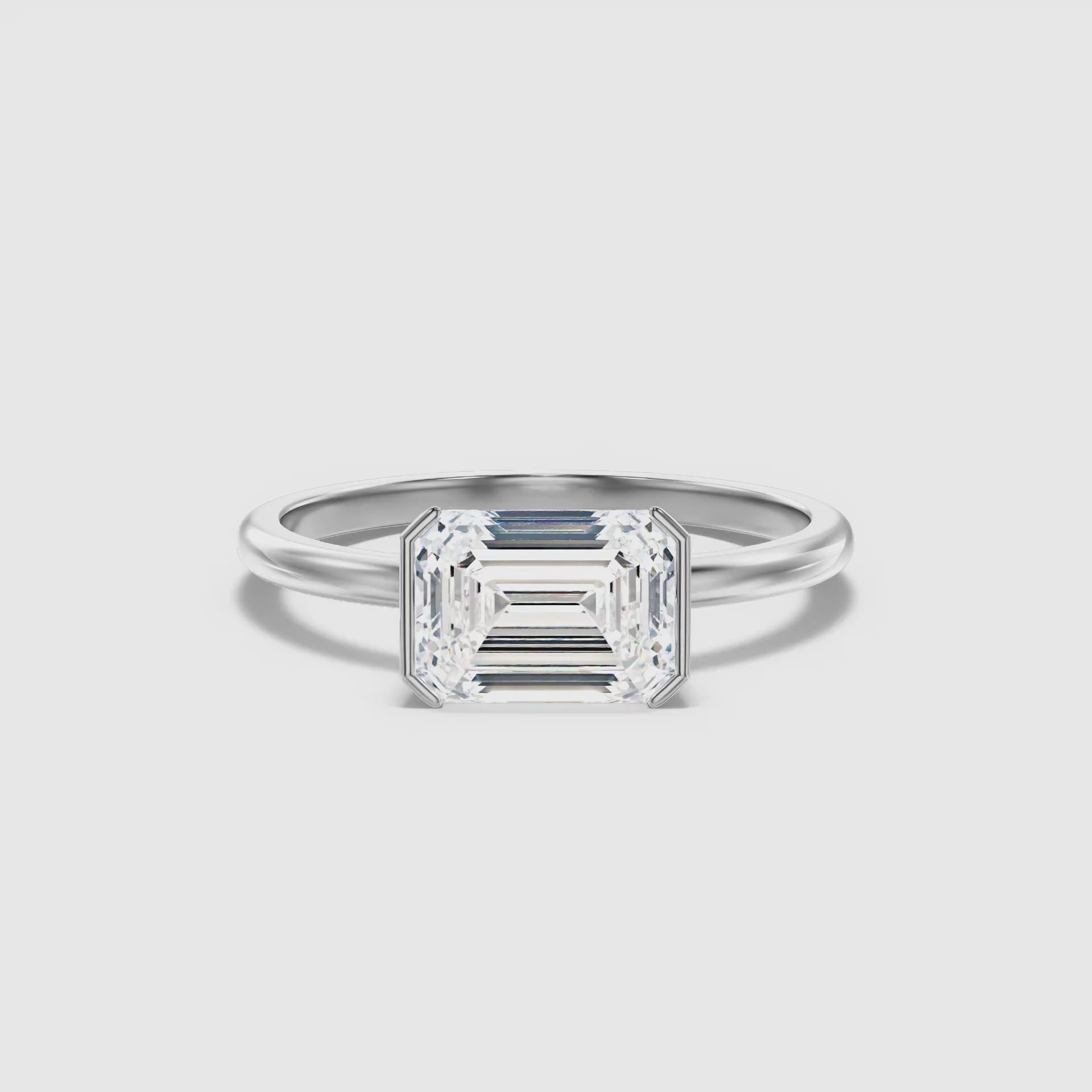 Adair Emerald Cut East West Half Bezel Lab Grown Diamond Ring