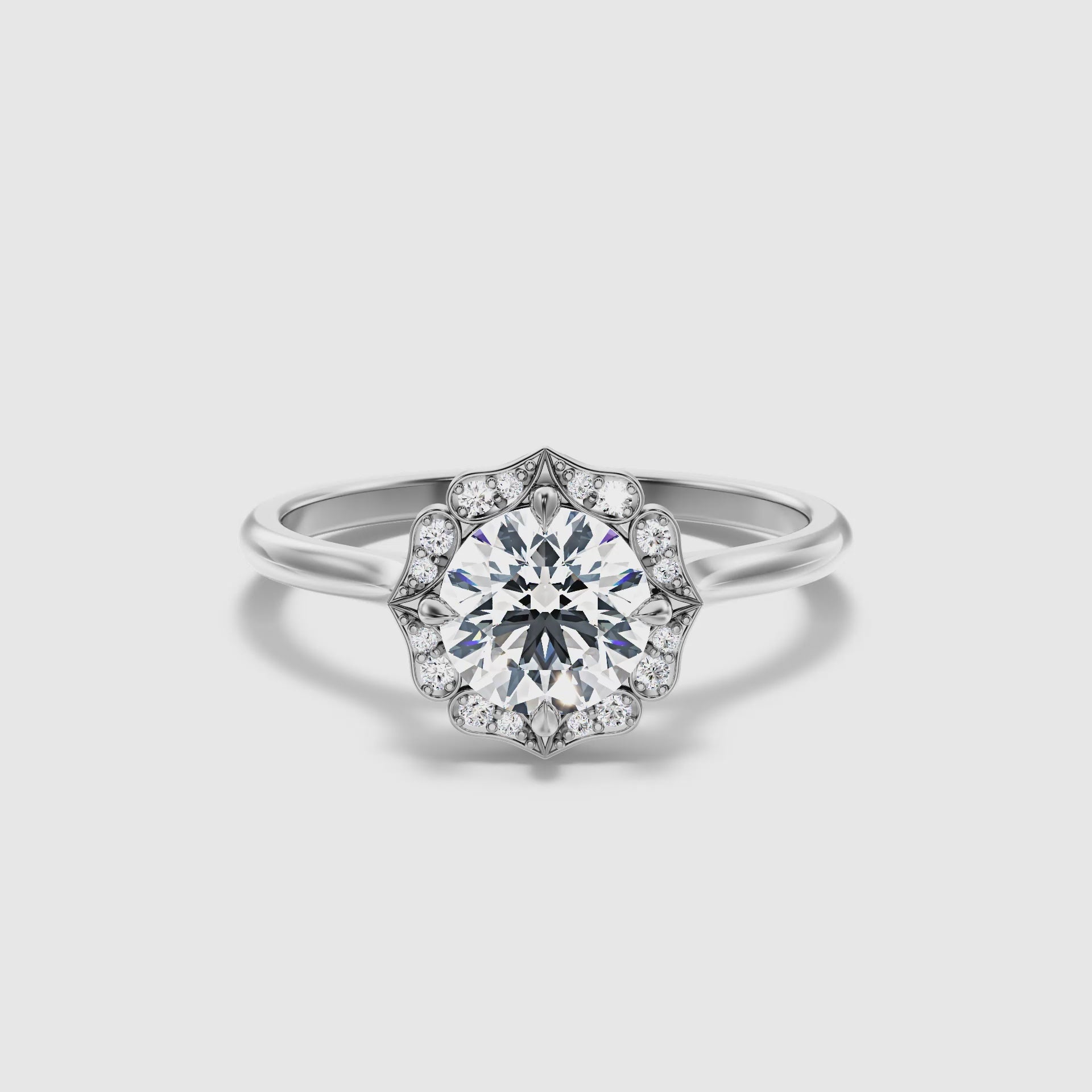 Delaila Round Halo Lab Grown Engagement Ring