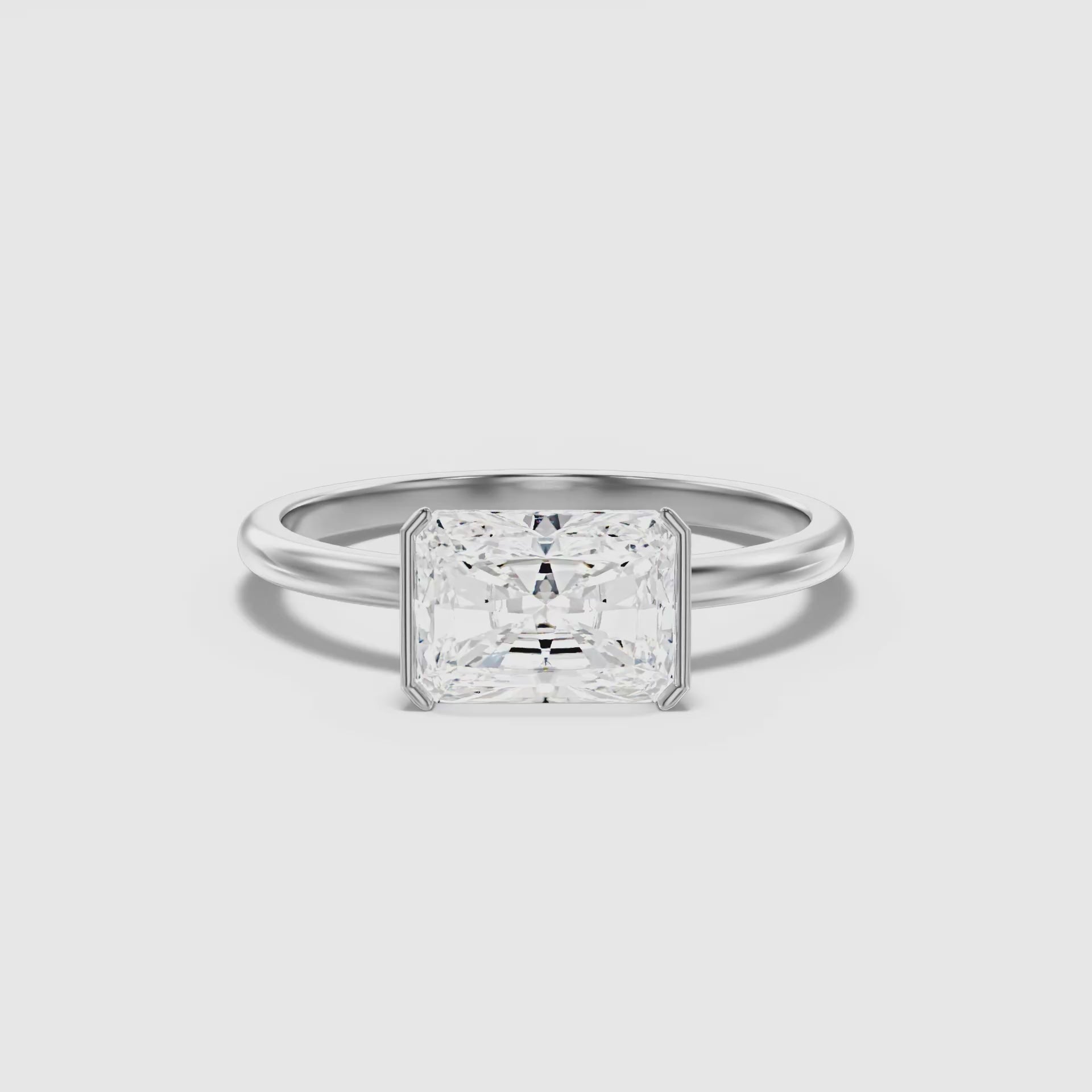 Laura Radiant Cut East West Half Bezel Lab Grown Diamond Ring