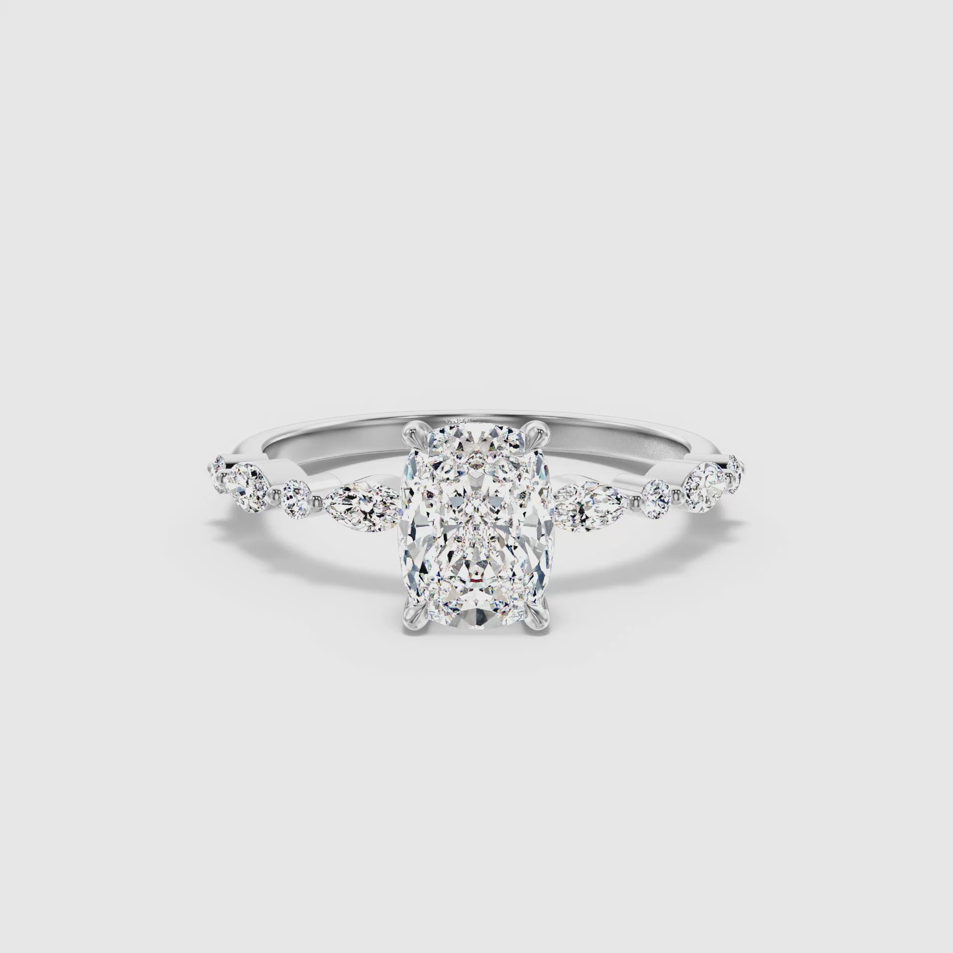 Lana Elongated Cushion Cut Hidden Halo Lab Grown Diamond Ring