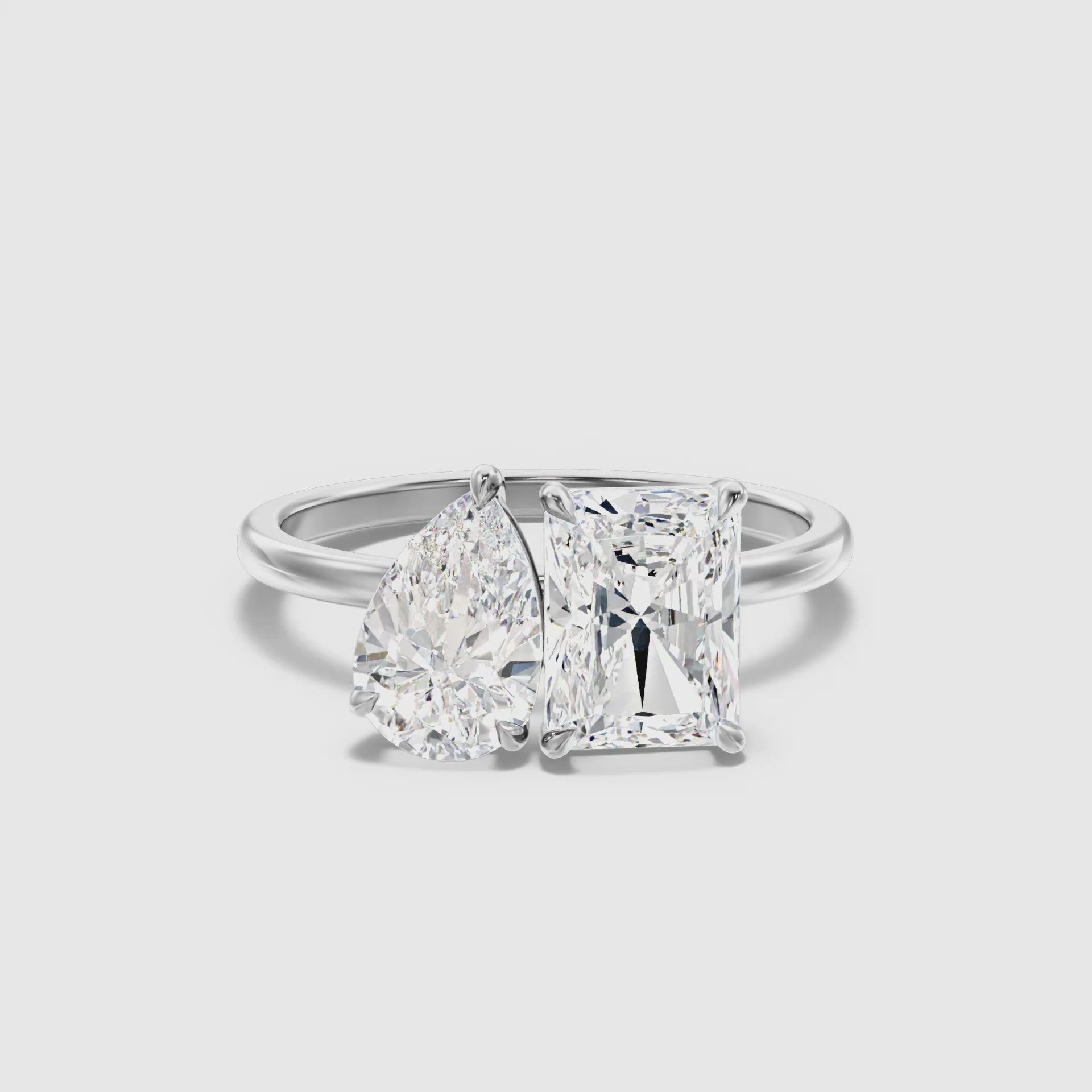 Ashley Toi Et Moi Ring  With Pear and Radiant Two Stone Lab Grown Diamond