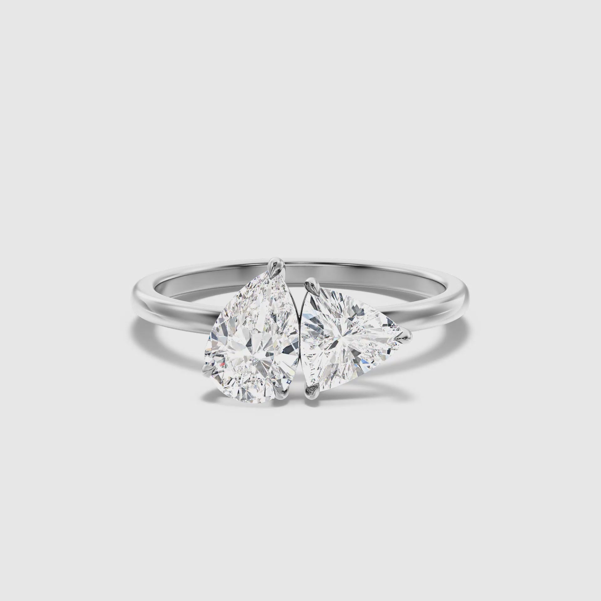 Mila Toi Et Moi Engagement Ring With Pear and Trillion Cut Two Stone Lab Grown Diamond