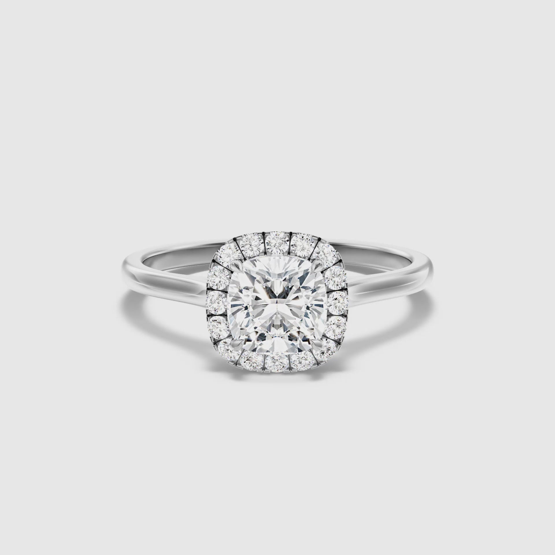 Alika Cushion Cut Halo Lab Grown Engagement Ring