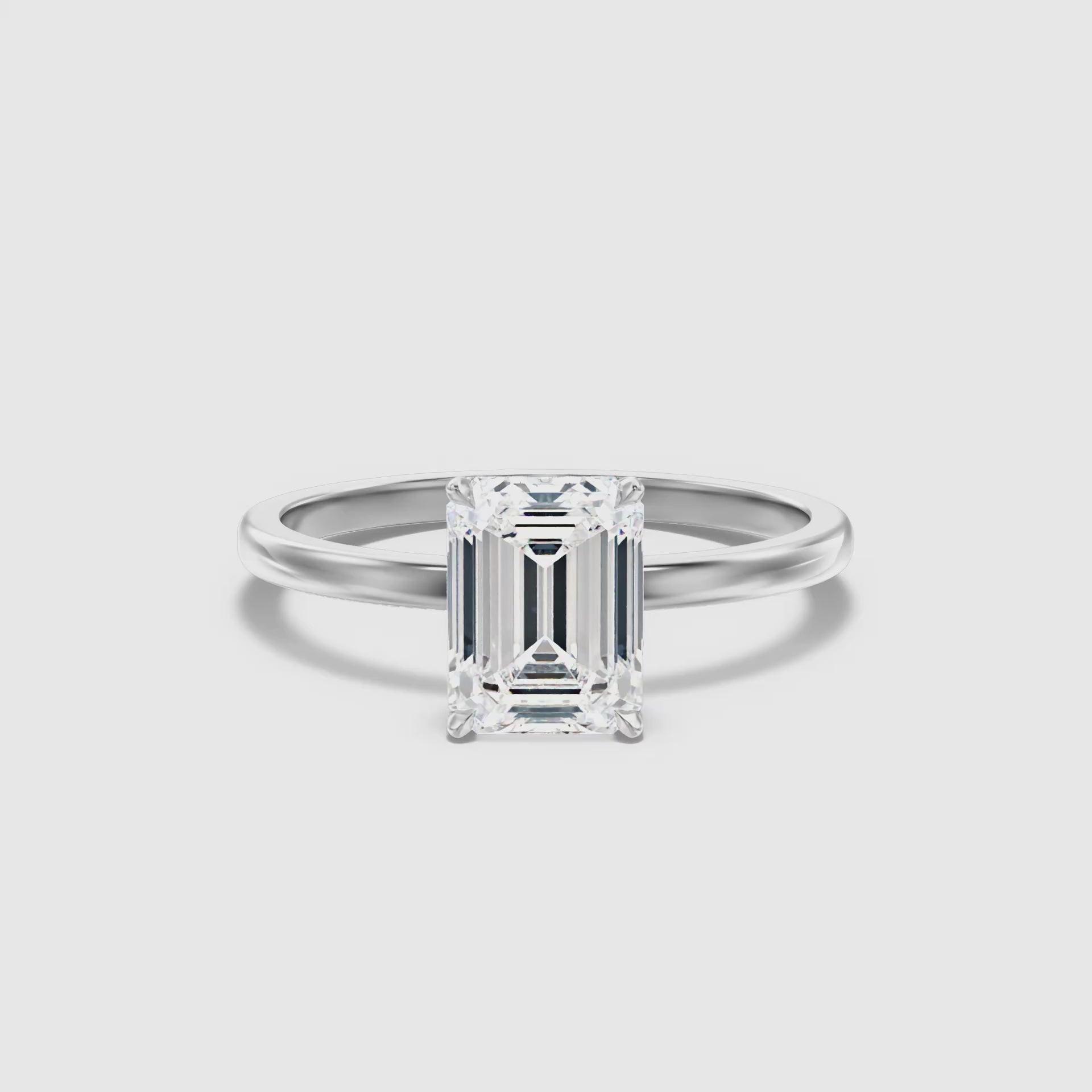 Jiani Emerald Cut Low Profile Solitaire Lab Grown Diamond Ring