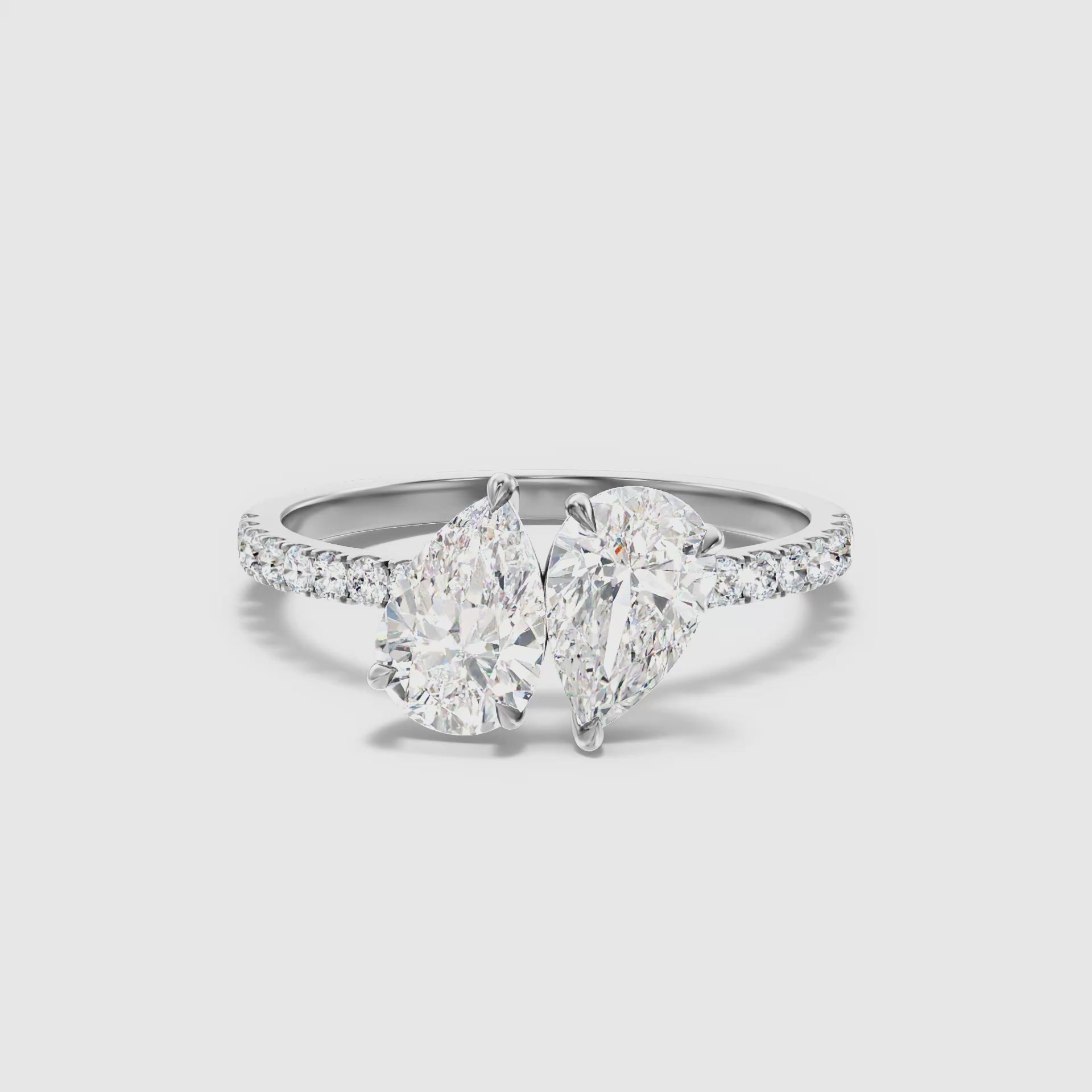 Suri Toi Et Moi Pave Ring  With Both Pear Two Stone Lab Grown Diamond