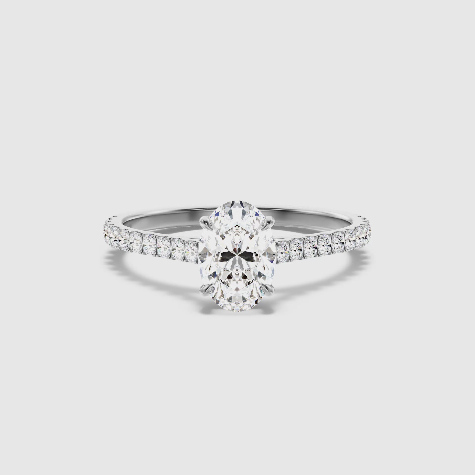 Ferre Oval Side Stone Pave Lab Grown Engagement Ring