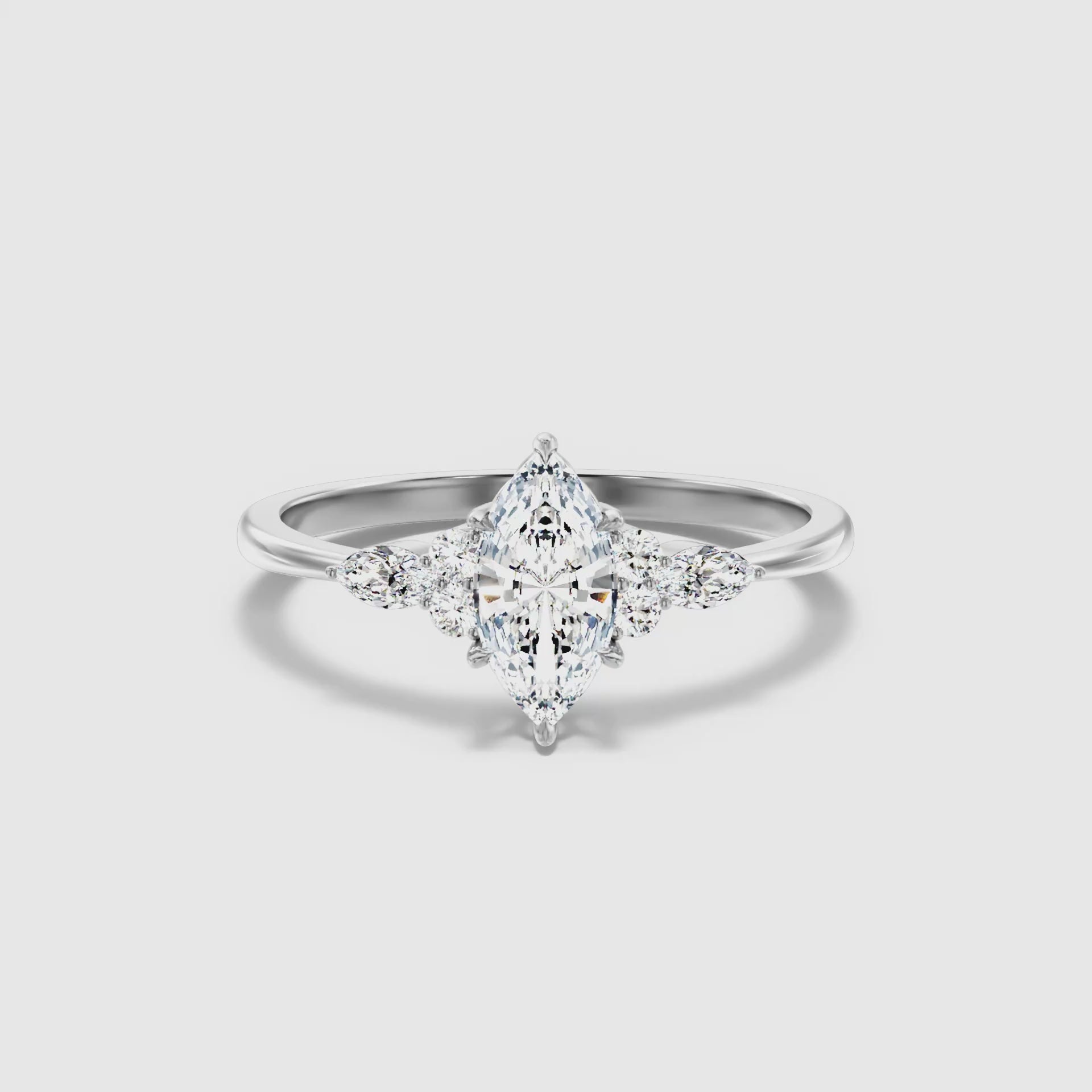 Fea Celtic Marquise Cut Side Stone Lab Grown Diamond Ring