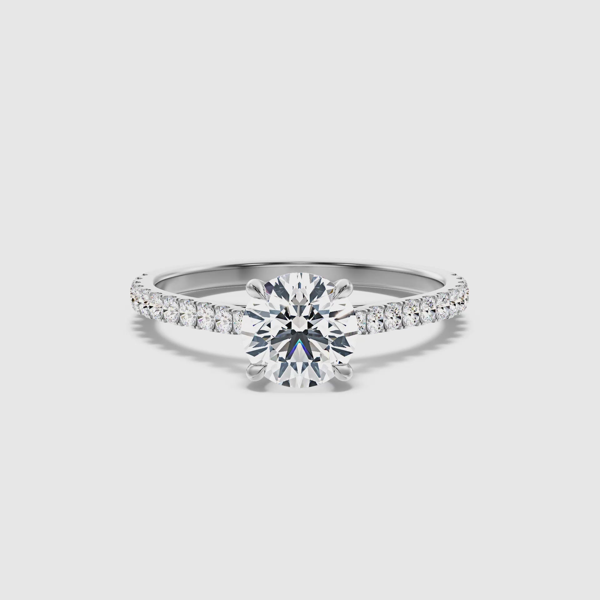 Velaria Round Side Stone Pave Lab Grown Engagement Ring