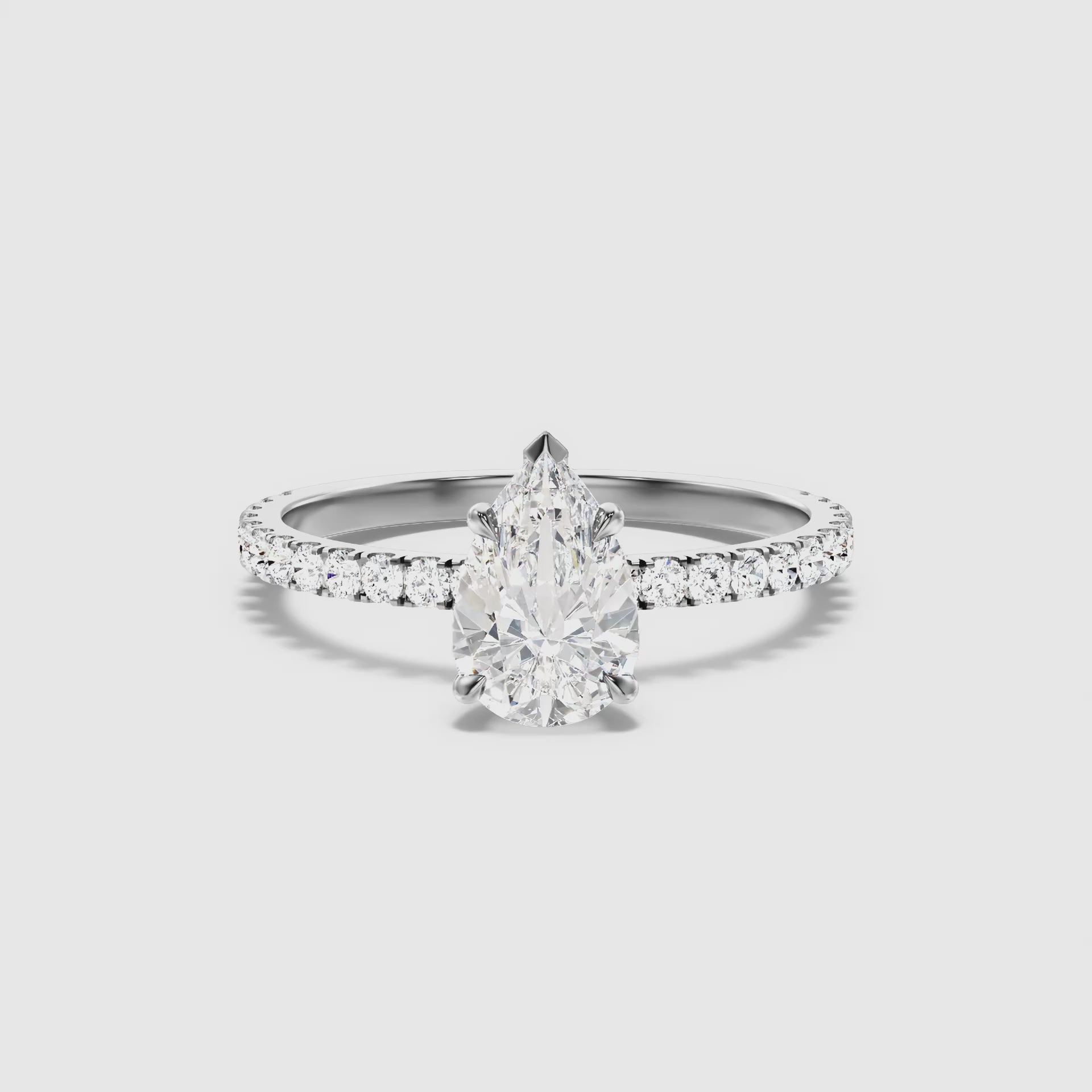 Edward Pear Cut Side Stone Pave Lab Grown Diamond Ring