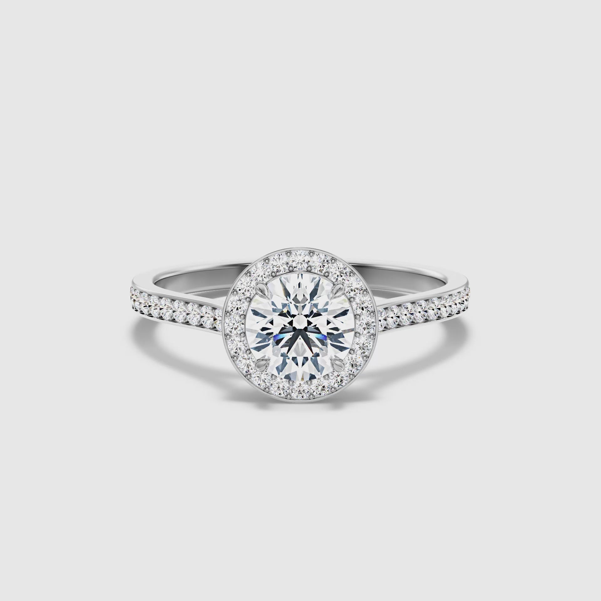 Daisy Round Halo Pave Lab Grown Diamond Ring