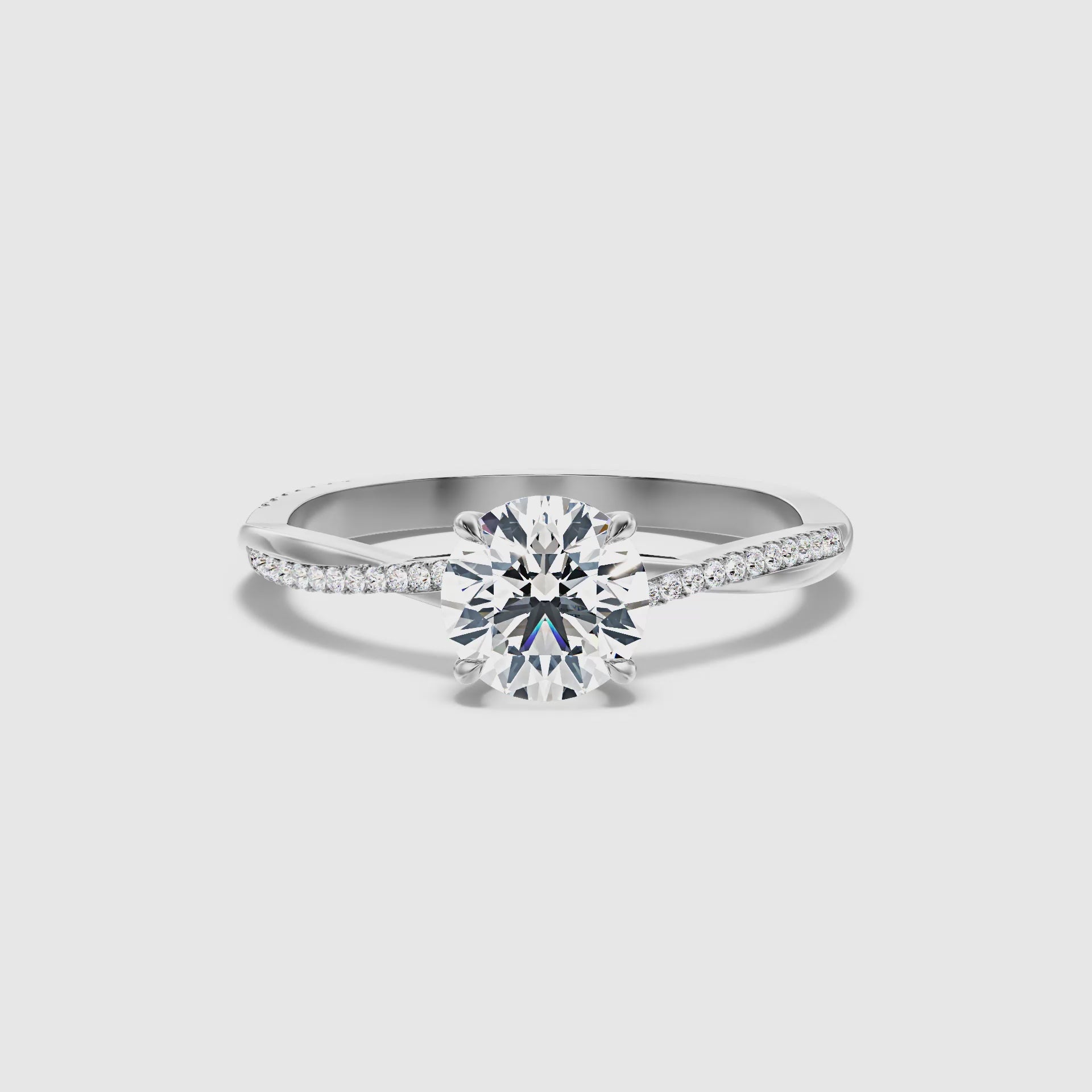 Melanie Round Cut Side Stone Twisted Pave Lab Grown Engagement Ring