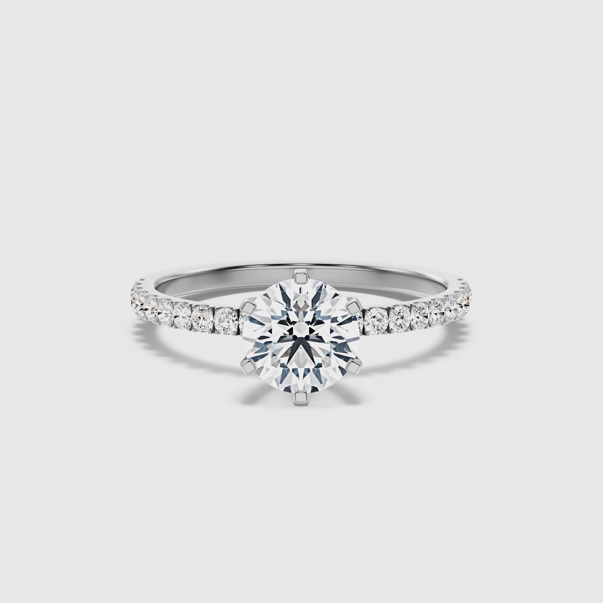 Firefly Round Side Stone Pave Lab Grown Diamond Ring