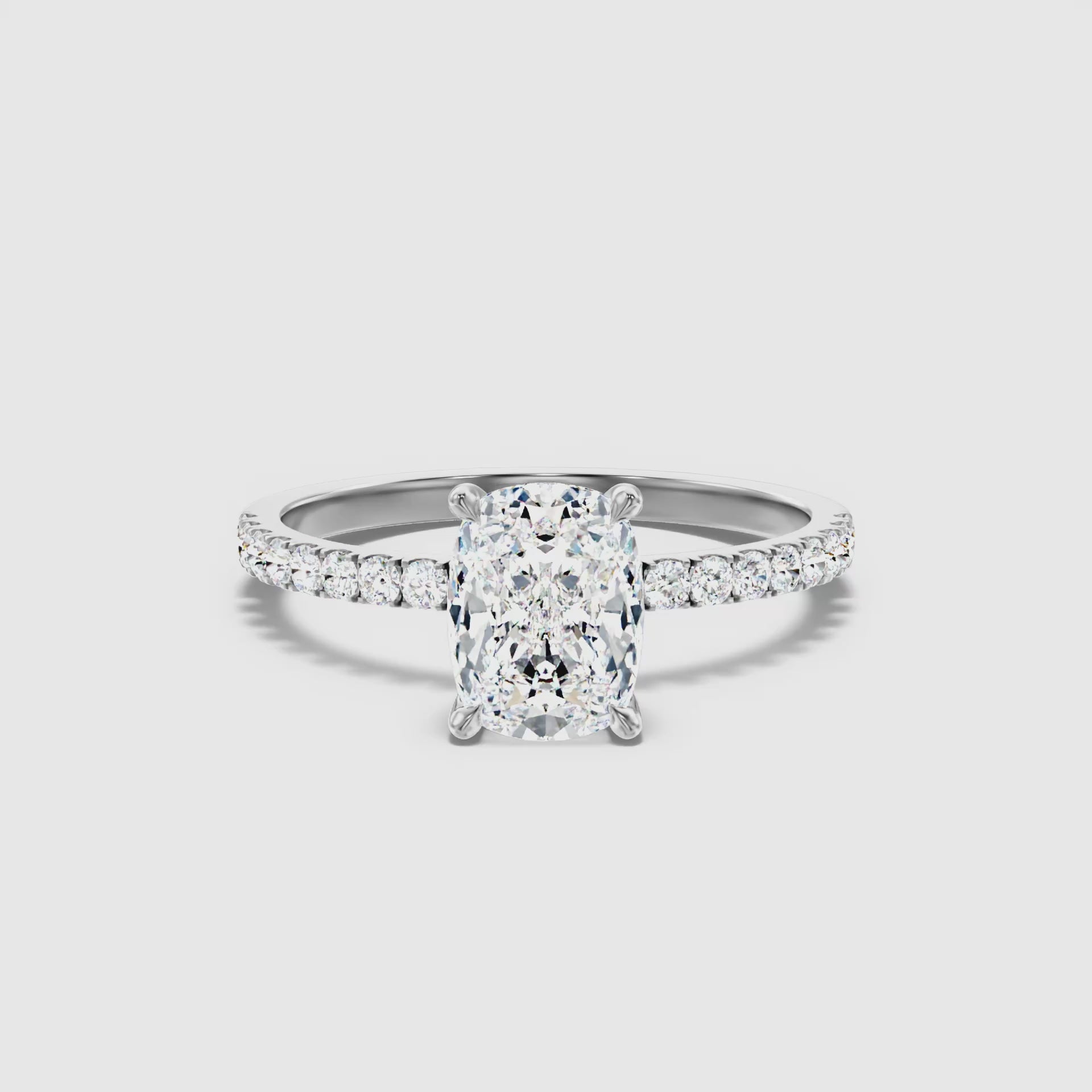 Diedra Elongated Cushion Cut Hidden Halo Pave Lab Grown Diamond Ring