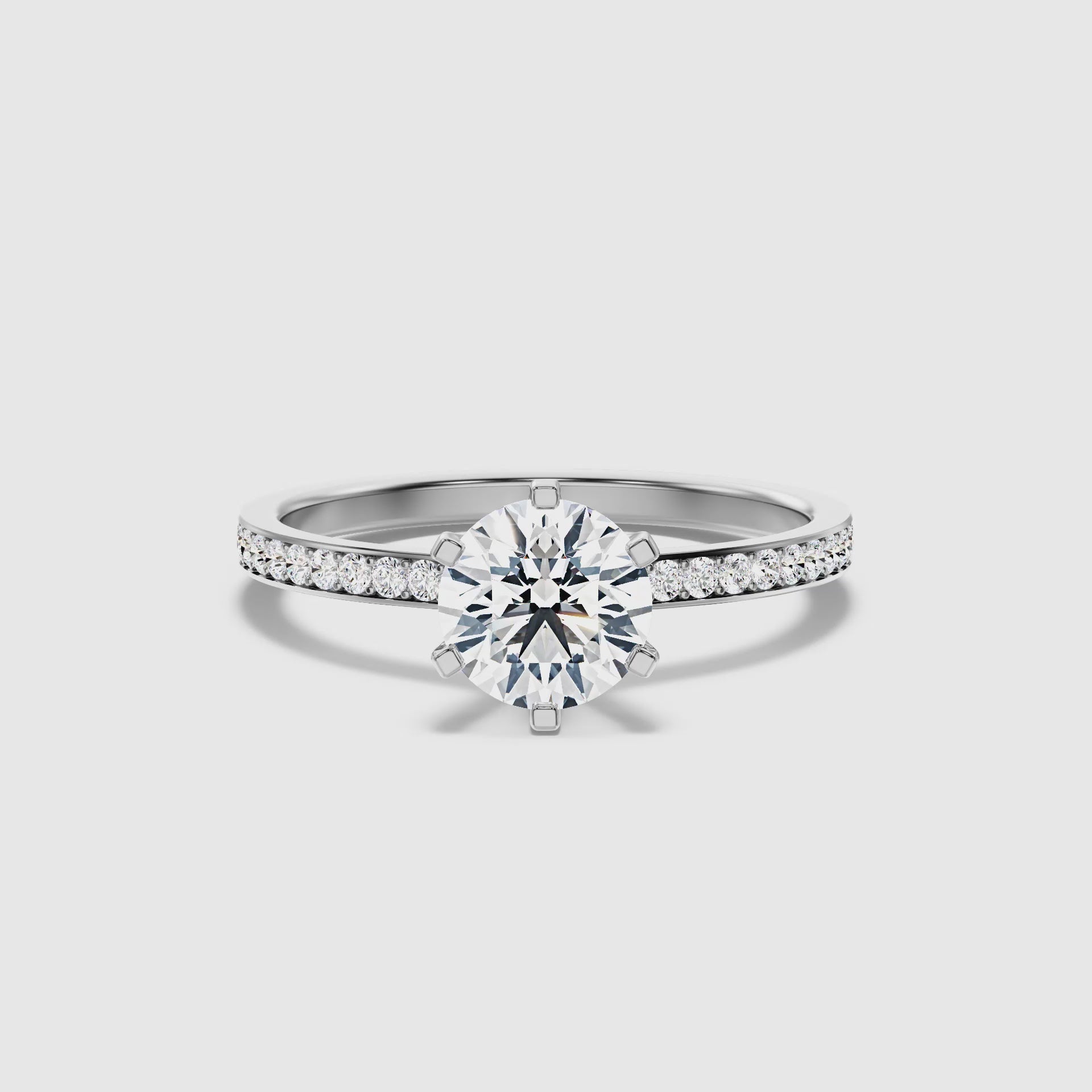 Trinity Round Side Stone Pave Lab Grown Diamond Ring