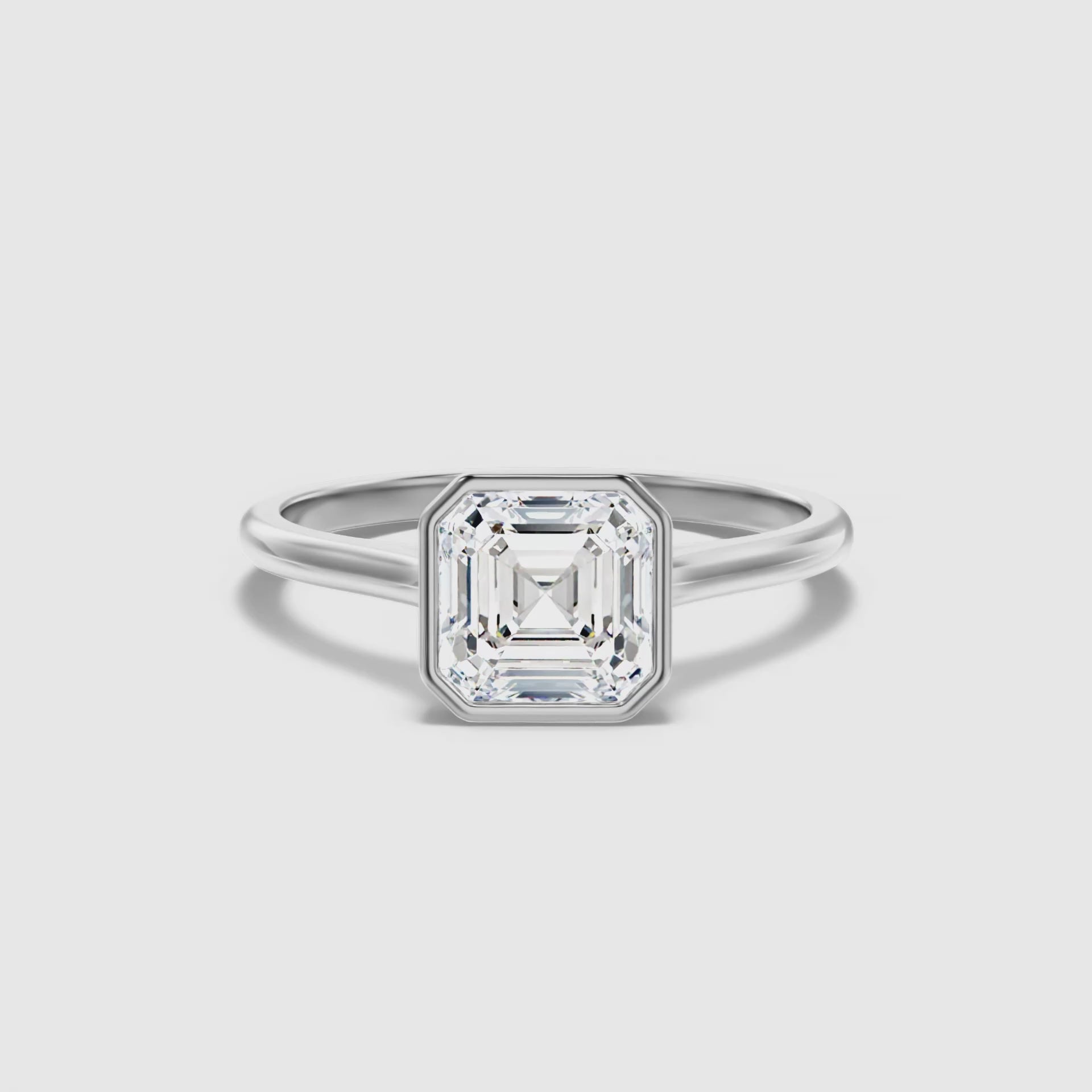 Kaliani Asscher Cut Lab Grown Diamond Bezel Set Engagement Ring