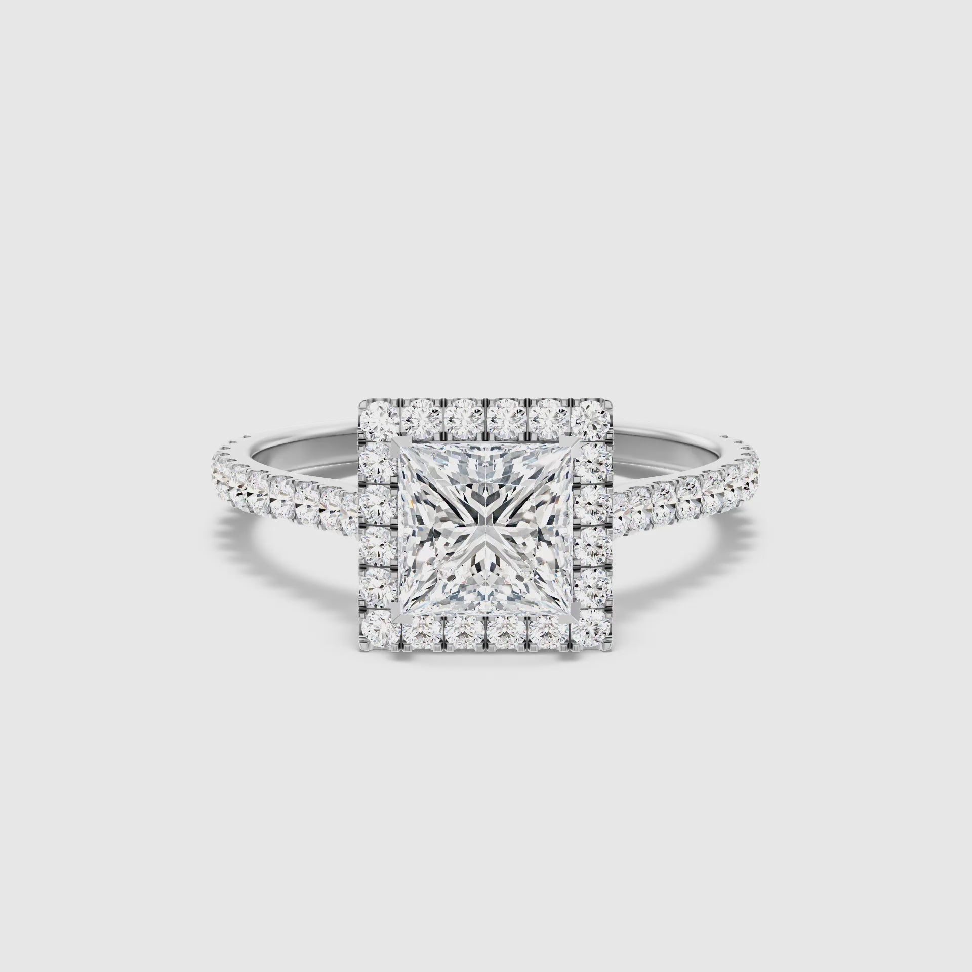 Eden Princess Halo Pave Lab Grown Diamond Ring