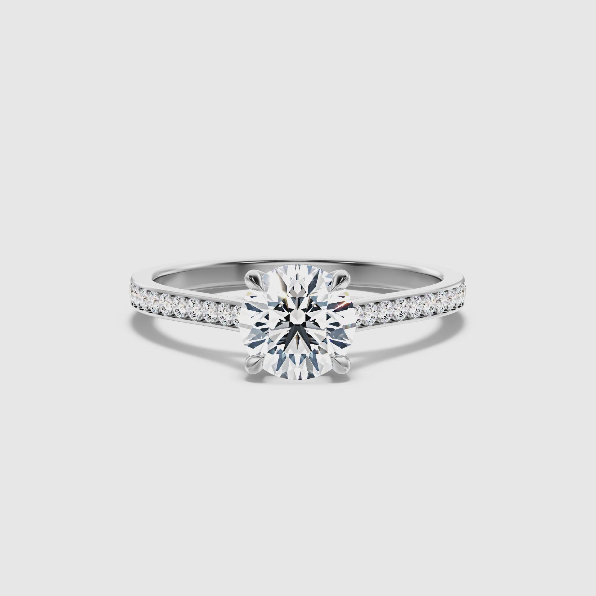 Adriana Round Side Stone Pave Lab Grown Diamond Ring