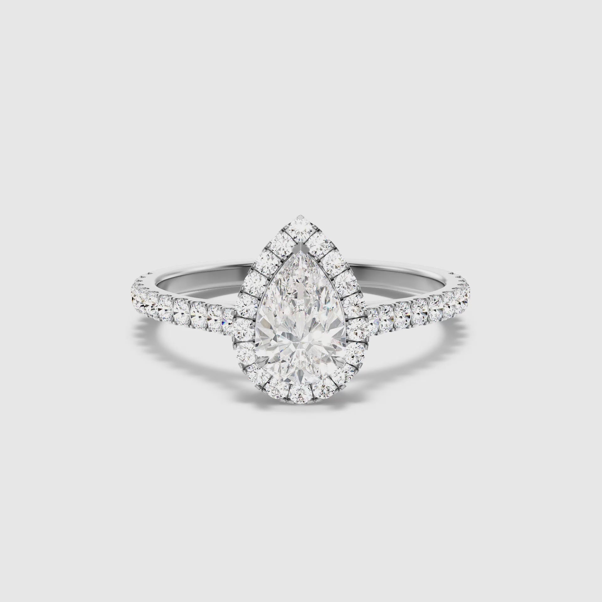 Athira Pear Shaped Halo Lab Grown Engagement Ring