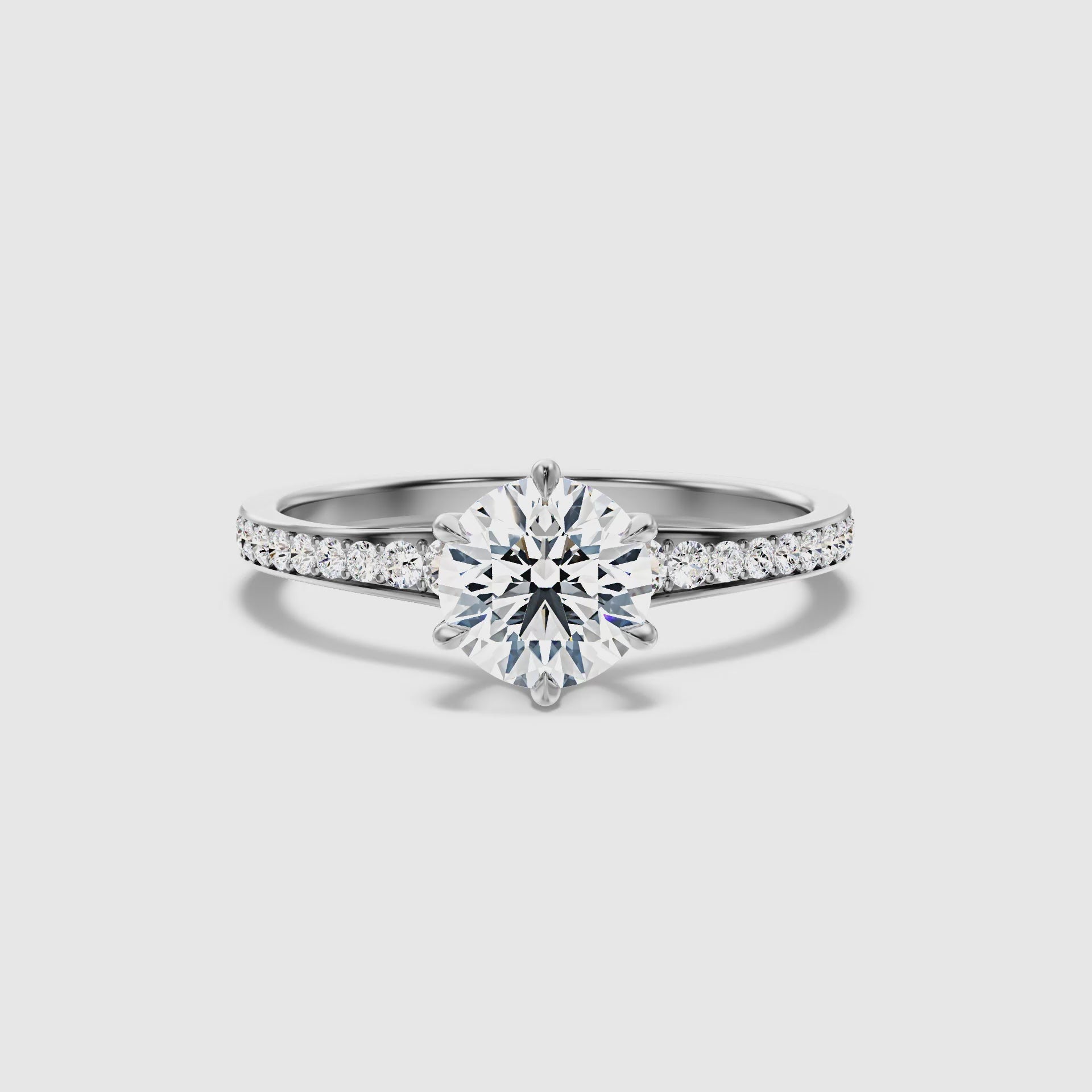Beatrice Round Side Stone Pave Lab Grown Diamond Ring