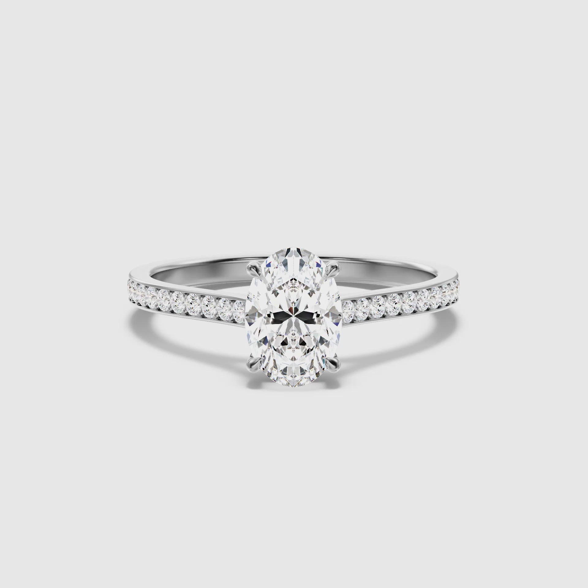 Mithrial Oval Cut Side Stone Pave Lab Grown Engagement Ring