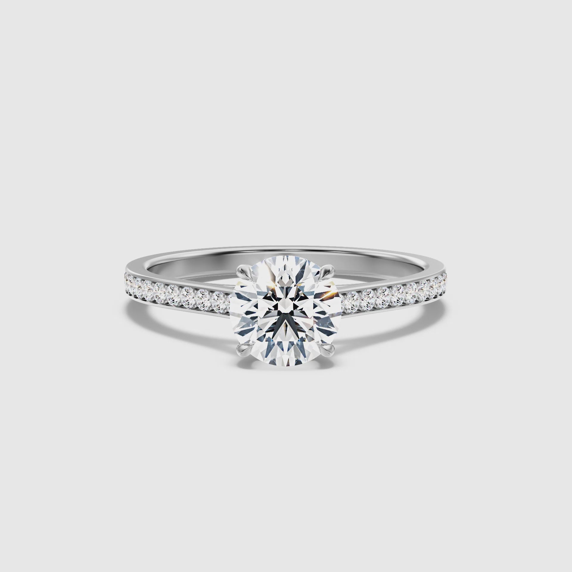 Aerin Round Side Stone Pave Lab Grown Diamond Ring