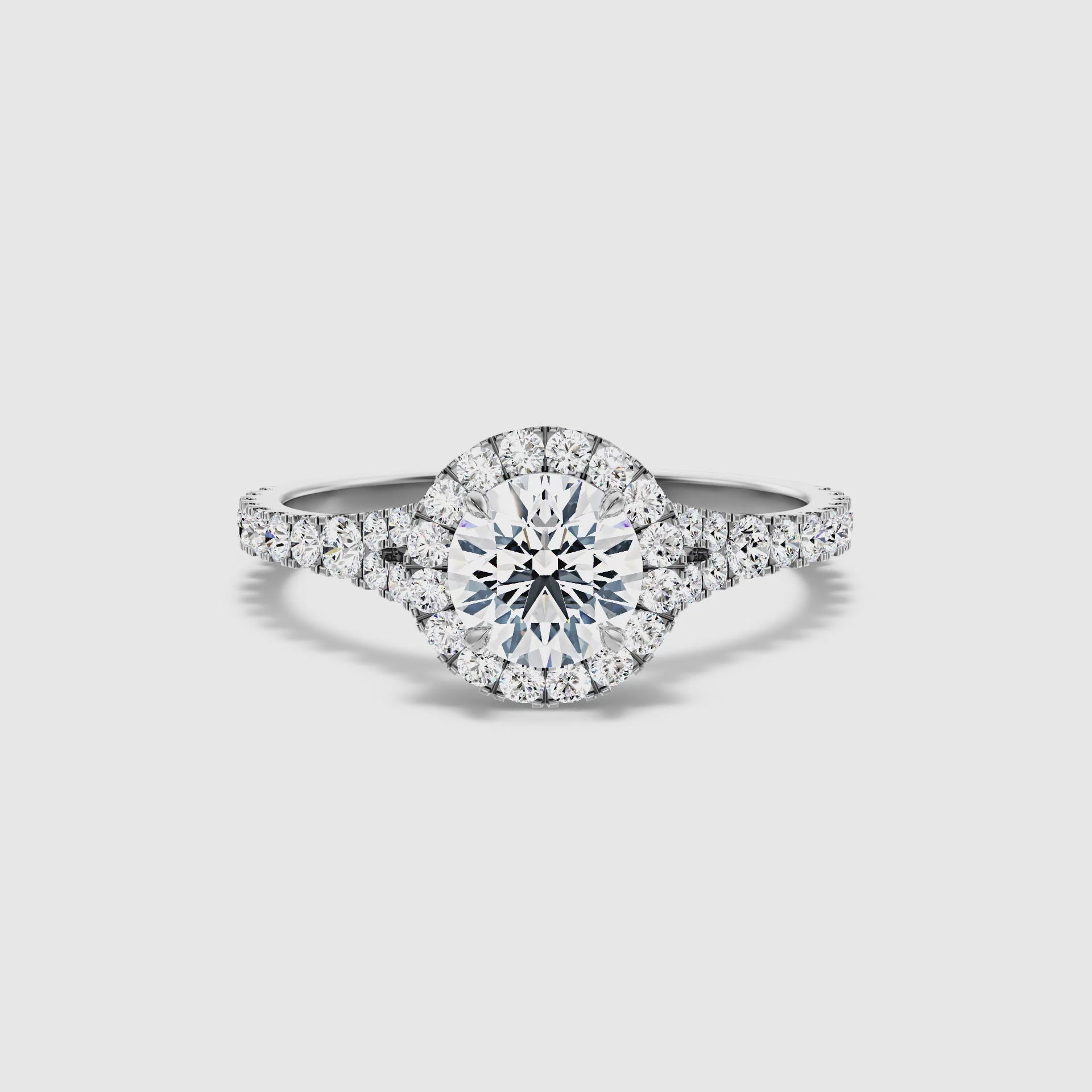 Nefereti Round Halo Pave Lab Grown Diamond Ring