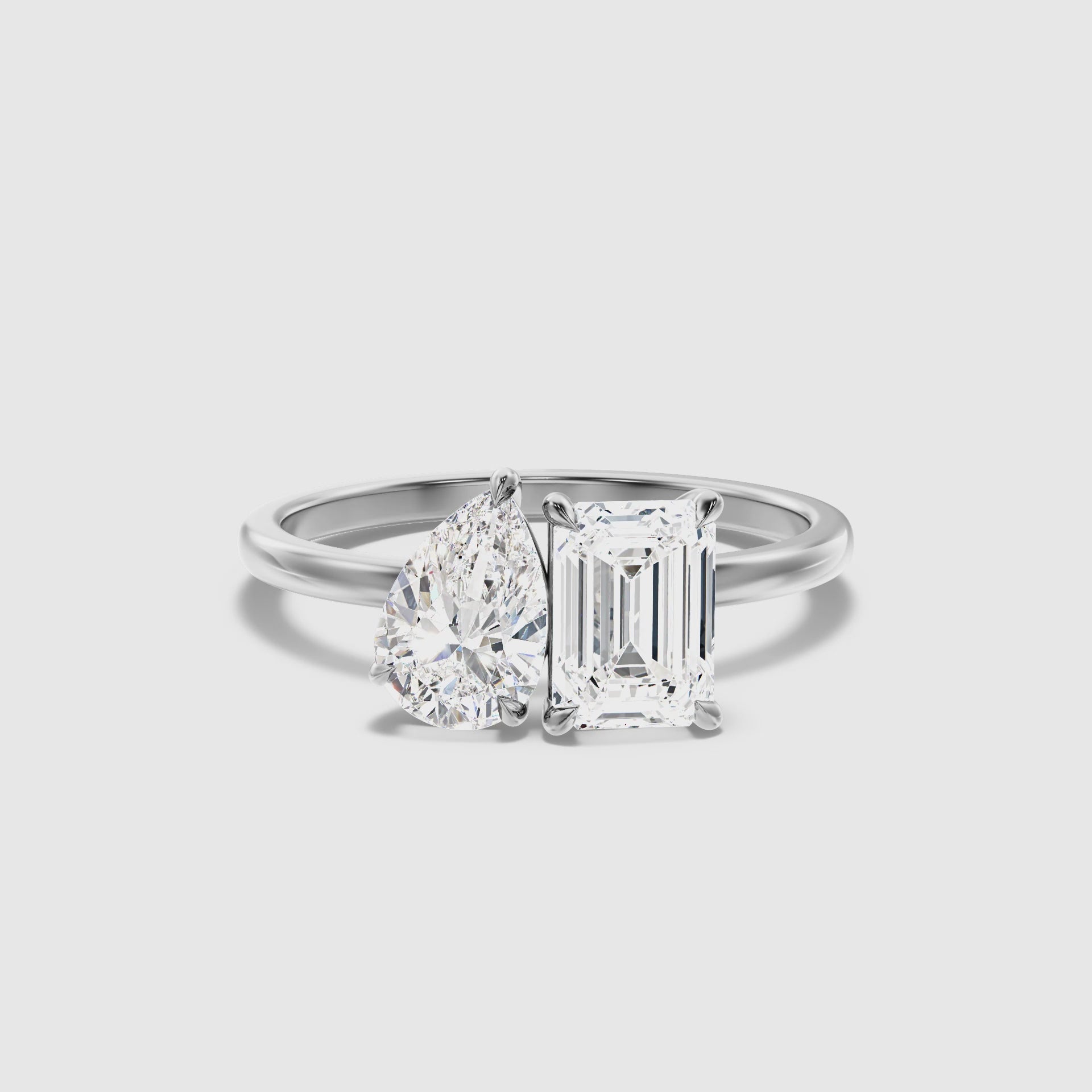 Moonlight Toi Et Moi Engagement Ring With Pear and Emerald Two Stone Lab Grown Diamond
