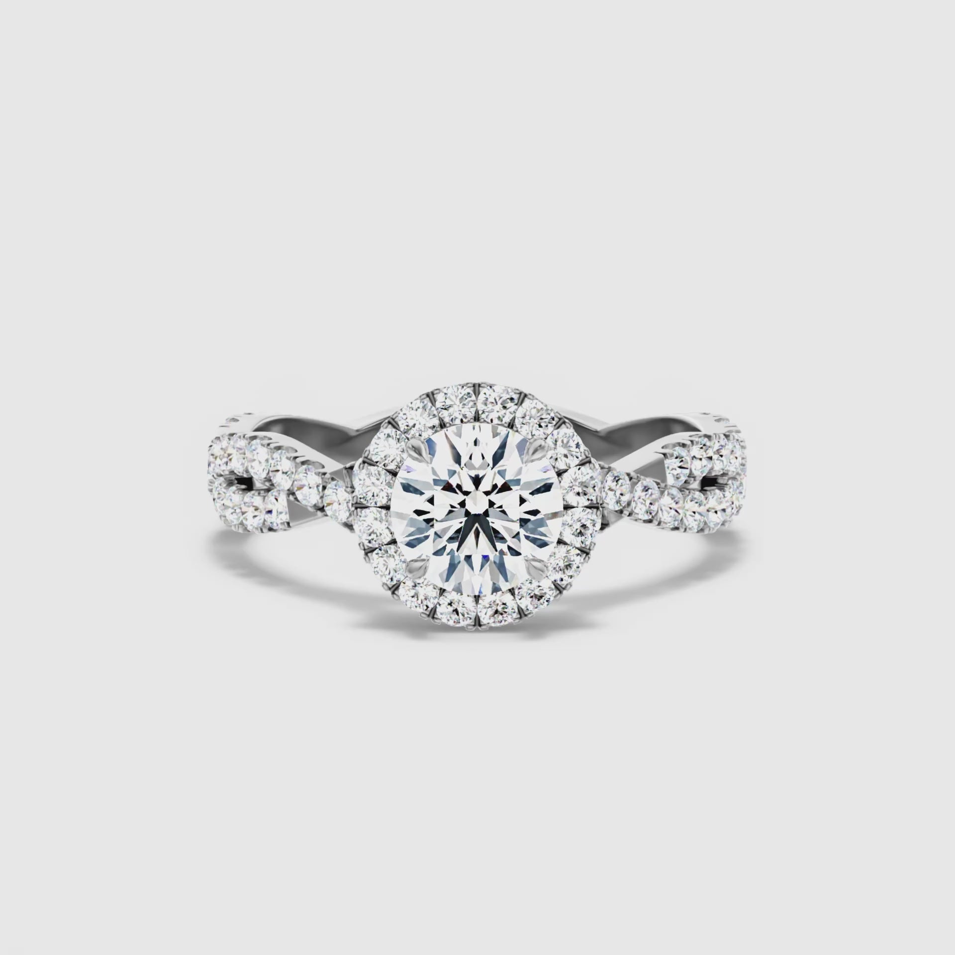 Una Round Cut Halo Twisted Pave Lab Grown Diamond Ring