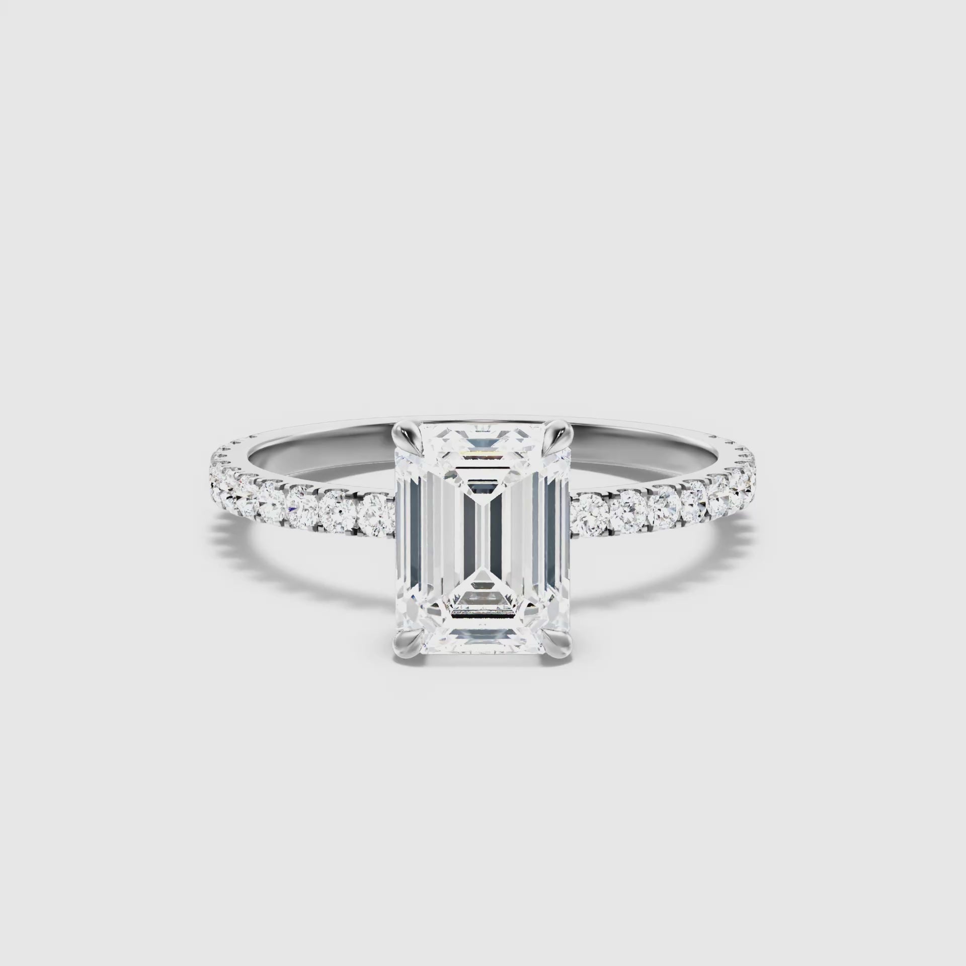 Elixa Emerald Cut Hidden Halo Pave Lab Grown Diamond Ring