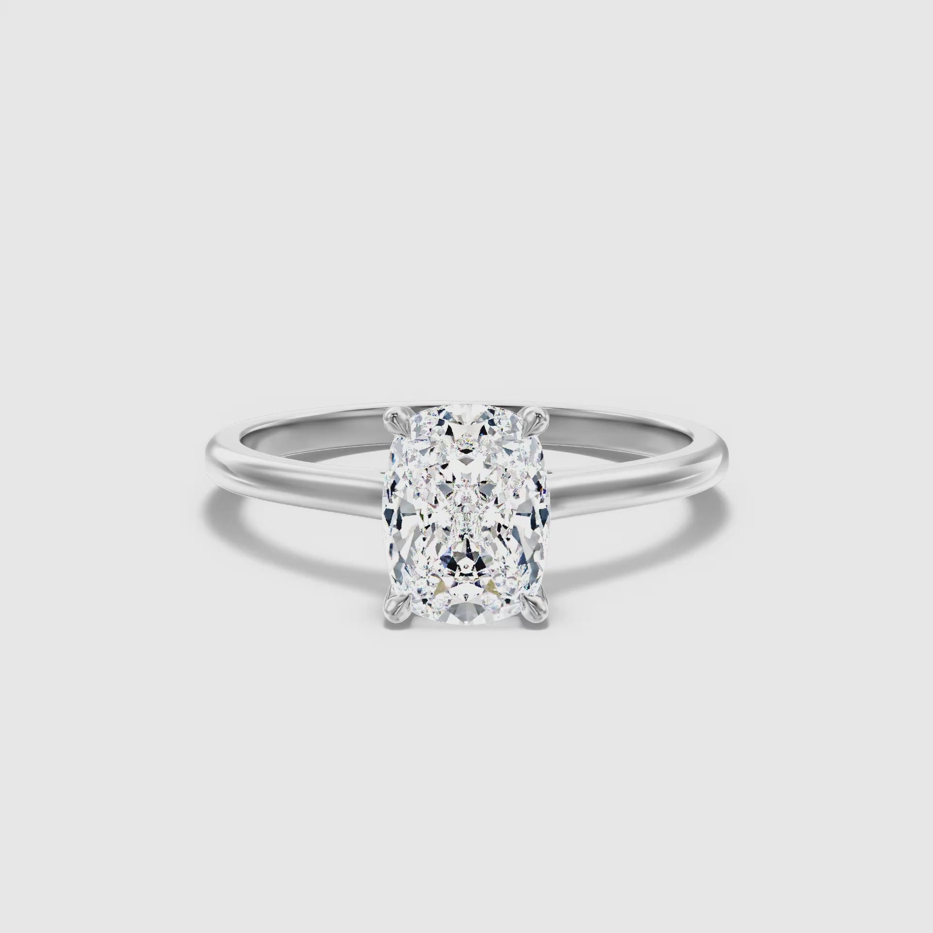 Naveya Elongated Cushion Cut Hidden Halo Pave Bridge Lab Grown Diamond Ring