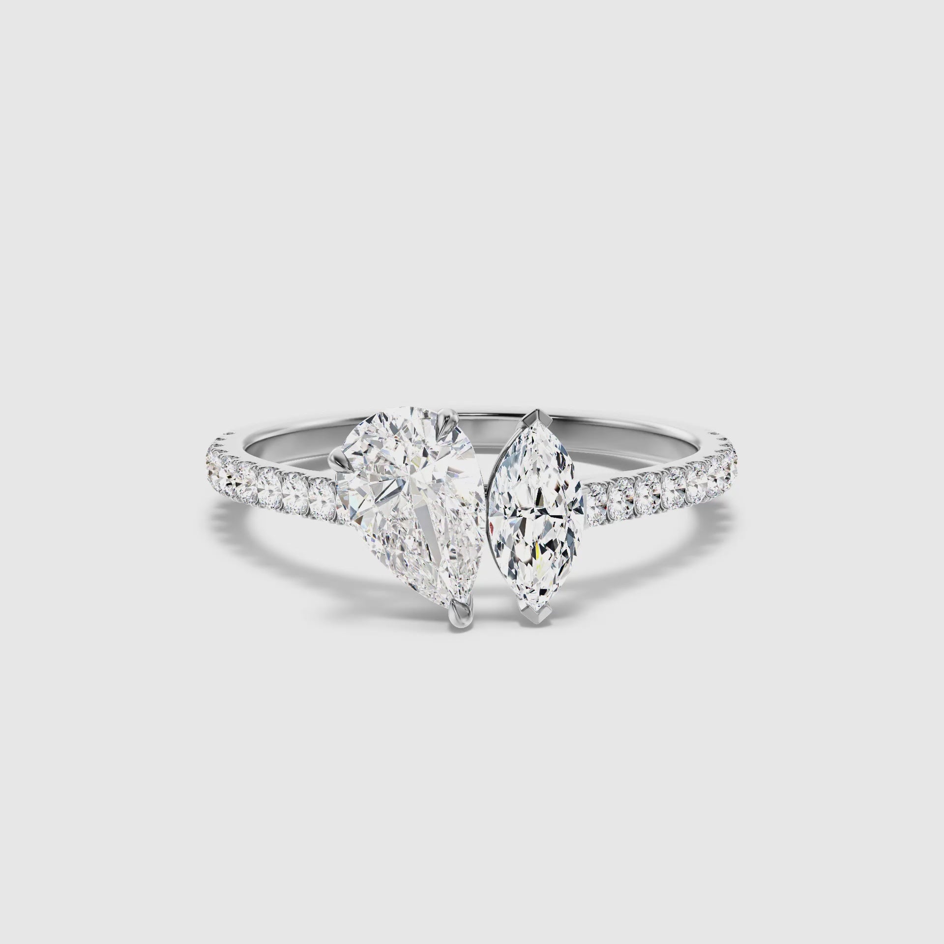 Hixen Toi Et Moi Engagement Ring With Pear and Marquise Two Stone Lab Grown Diamond