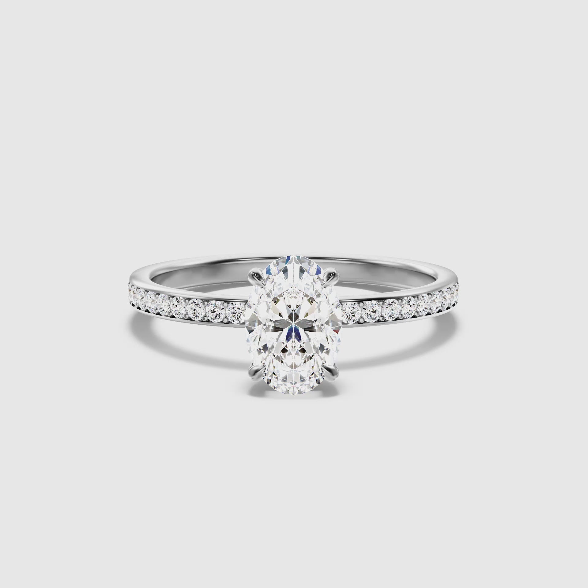 Aelios Oval Hidden Halo Pave Lab Grown Engagement Ring