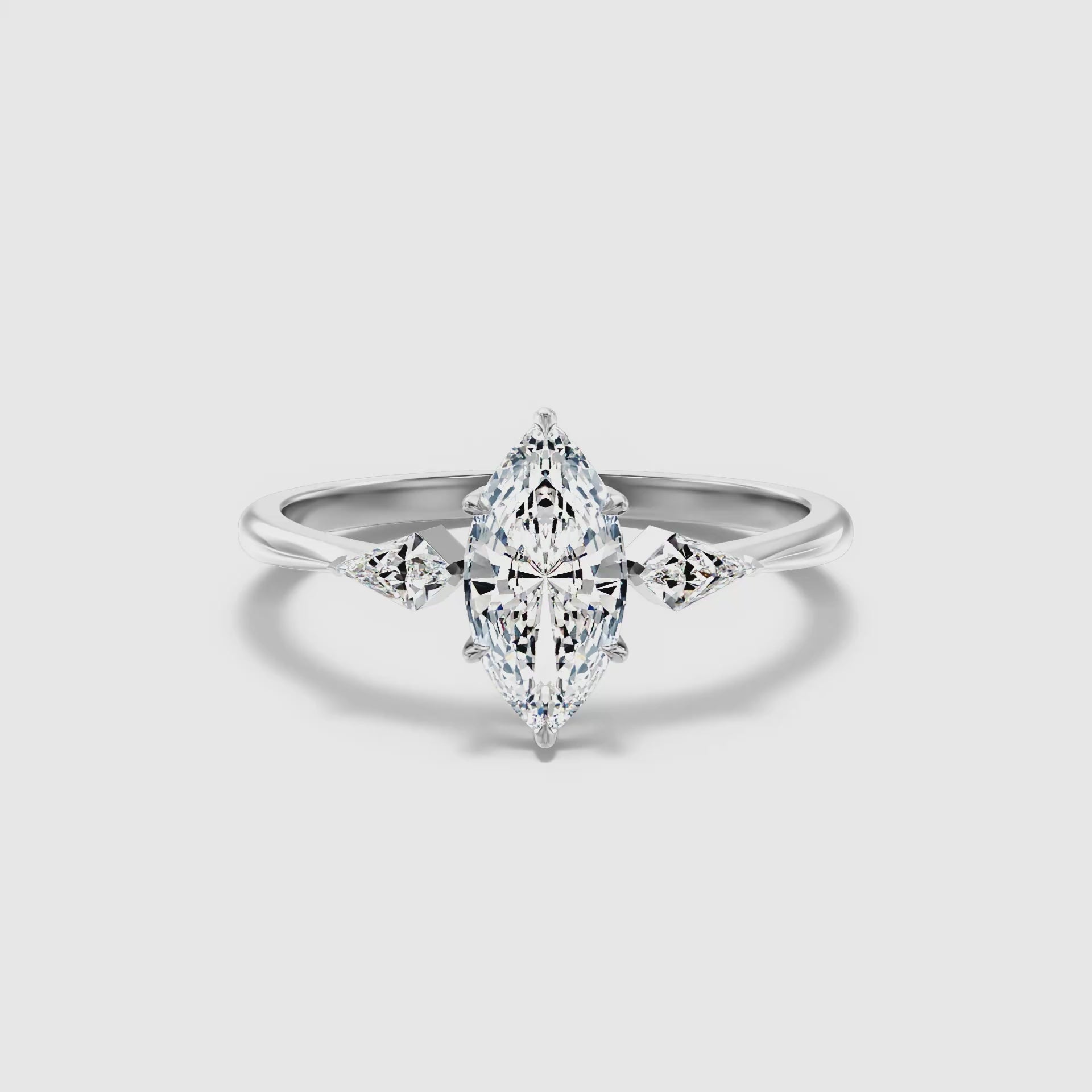 Diana Marquise Cut Side Kite Cut Lab Grown Diamond Ring