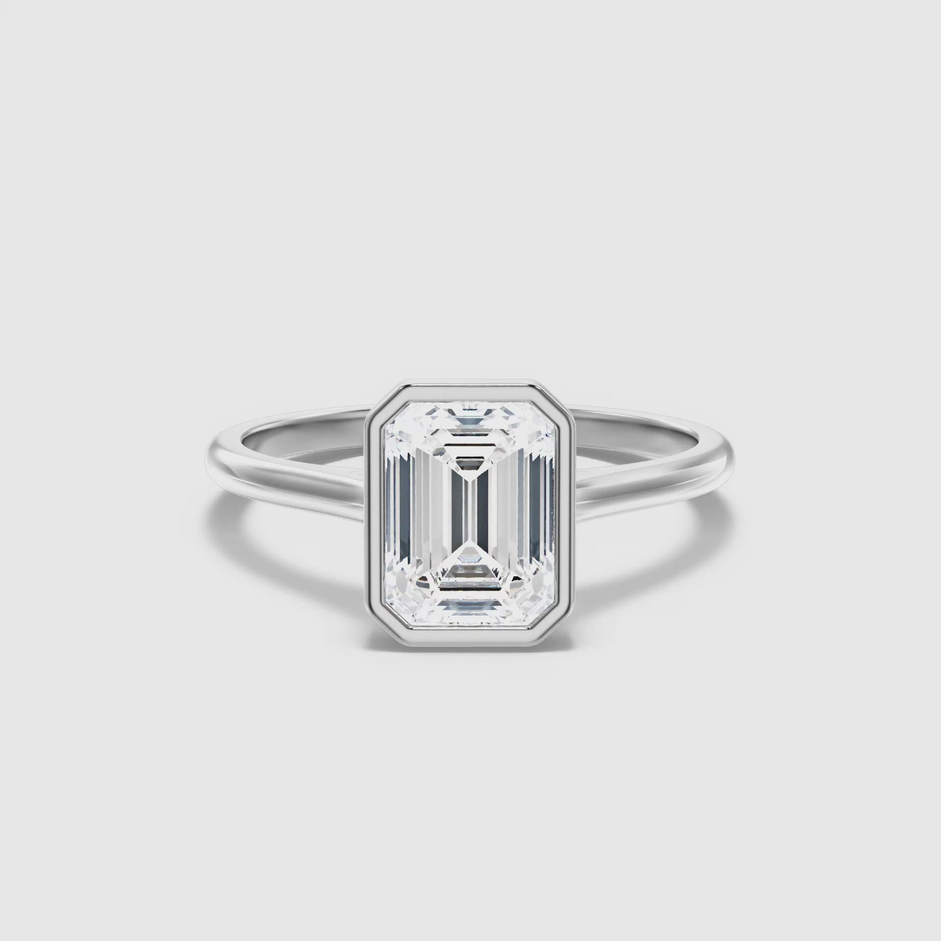Dalia Emerald Cut Bezel Set Lab Grown Diamond Ring