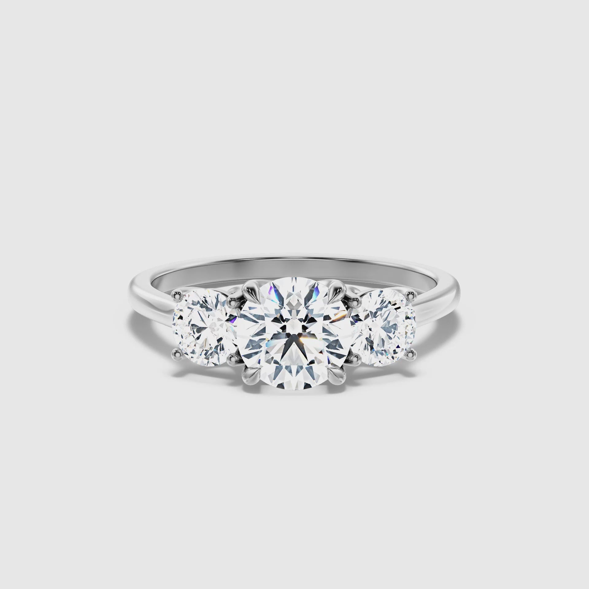 Tina Round 3 Stone Lab Grown Engagement Ring