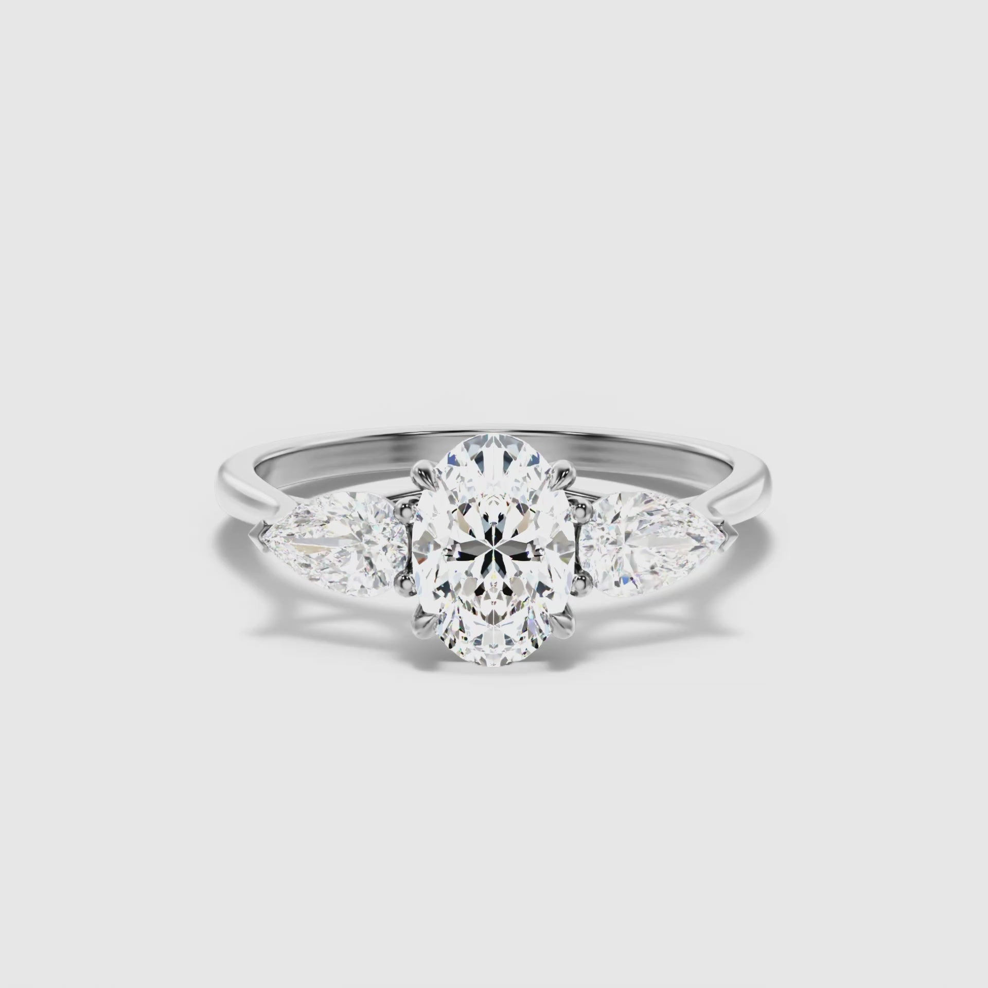 Veronica Three Stone Oval Lab Grown Diamond Ring